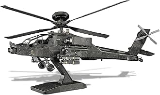 3D Metal Model Kits, AH-64 Apache Military Helicopter Airplane Models Building Kits for Adults and Teens Men Hobbies DIY Brain Teaser Puzzles, Great Birthday Gifts, 145 Pcs