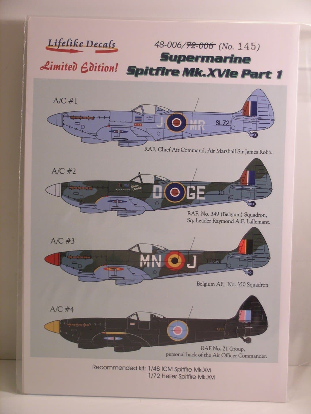 Lifelike Decals---1/48 Scale Decals---Supermarine Spitfire Mk.XVIe Part 1
