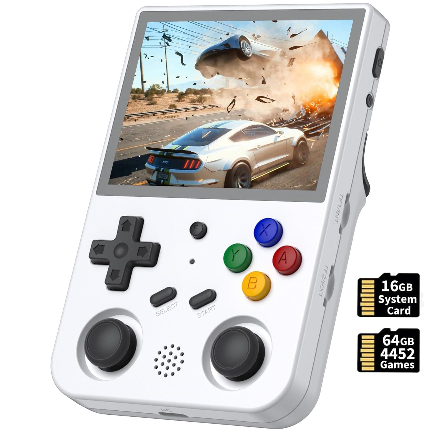 ANBERNICRG353V Retro Handheld Game with Dual OS Android 11 and Linux,RG353V with 64G TF Card Pre-installed 4452 Games Supports 5G WiFi 4.2 Bluetooth Online Fighting,Streaming and HDMI White