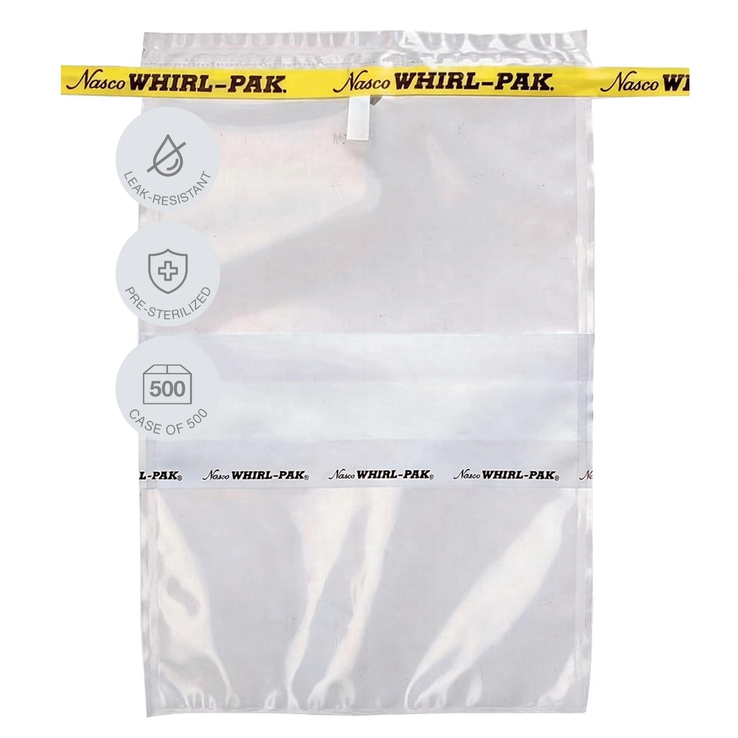 Whirl-Pak Sterile Write-On Sample Bags Leak-Proof Lab Bags 710 mL (24 oz) Writeable Area, Ideal for Sampling, Transport & Storage B01297 (Box of 500)