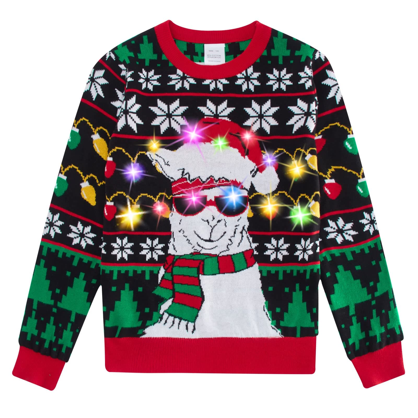 Enlifety5-14T Kids Ugly Christmas Sweaters Boys LED Light Up Xmas Knitted Pullover