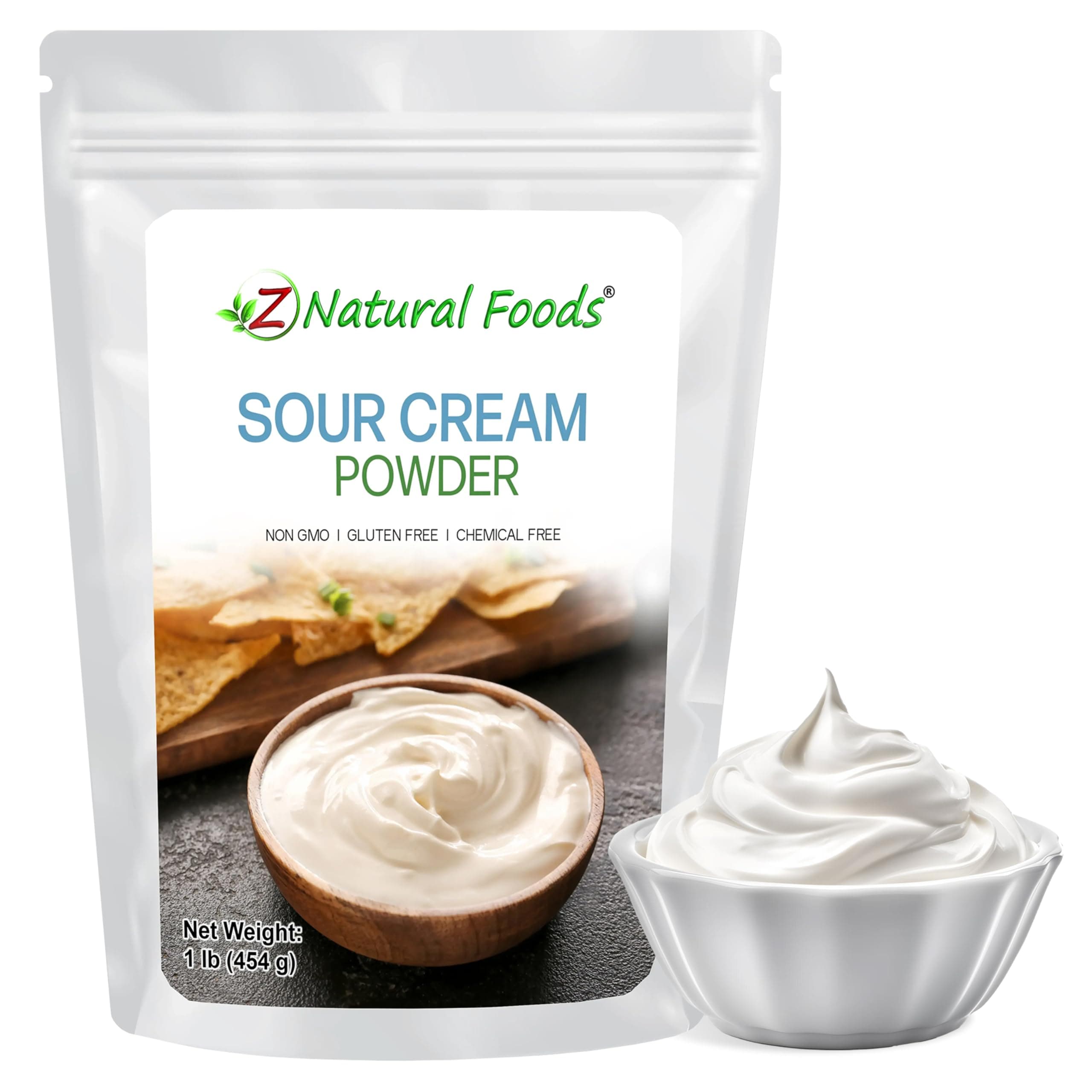 Z Natural Foods Sour Cream Powder - Creamy Low-Lactose with Probiotics, Powdered for Long Shelf Life - Easy 2:1 Mix for Baking, Toppings, Dips, Sour Cream & Onion Seasoning - Non-GMO, Gluten-Free
