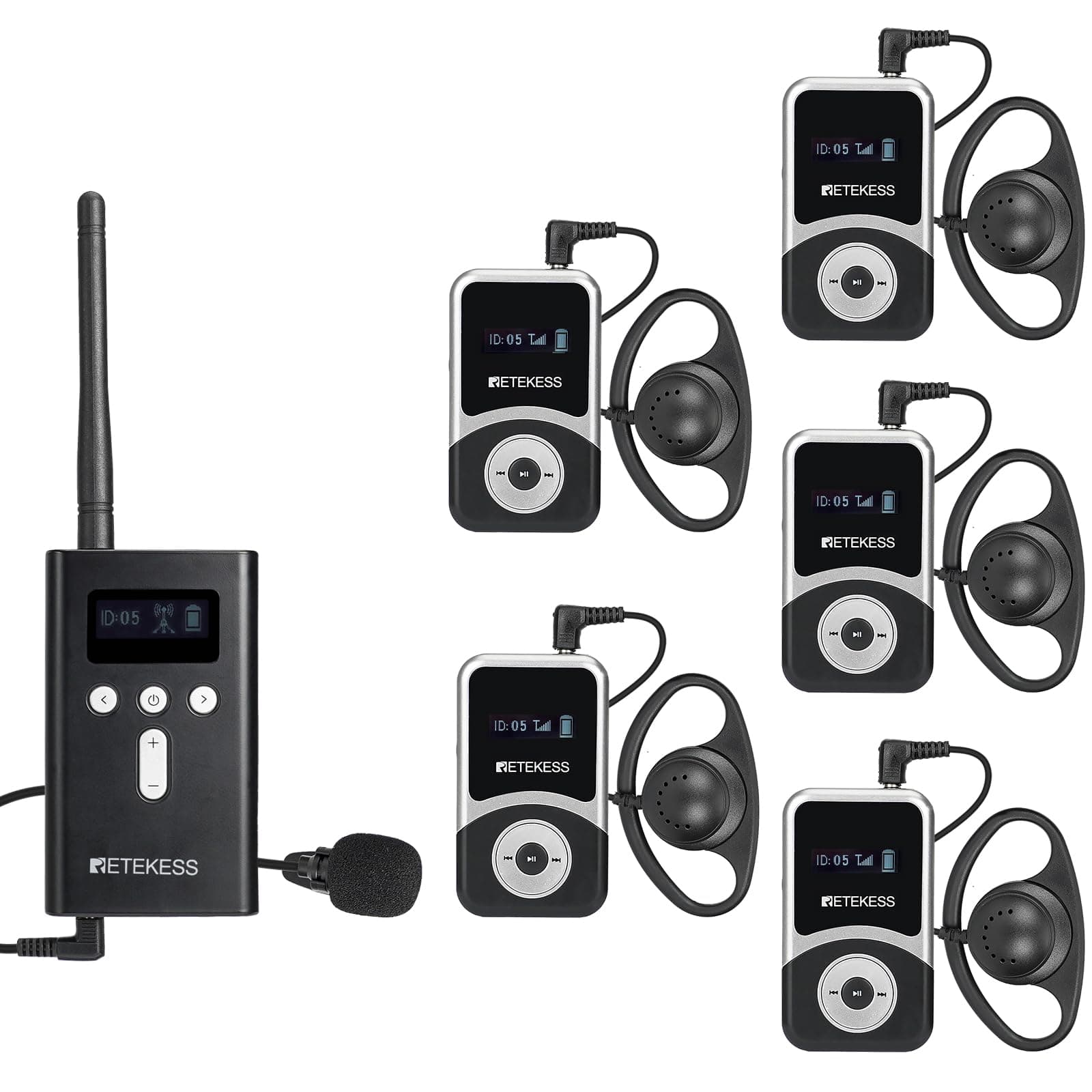 T130S T131S(2nd Gen T130) Audio Tour Guide System,Church Translation System, Hi-Fi Sound, 100m, D-Shaped Headphones for Both Ear, Tour Guide Headsets for School