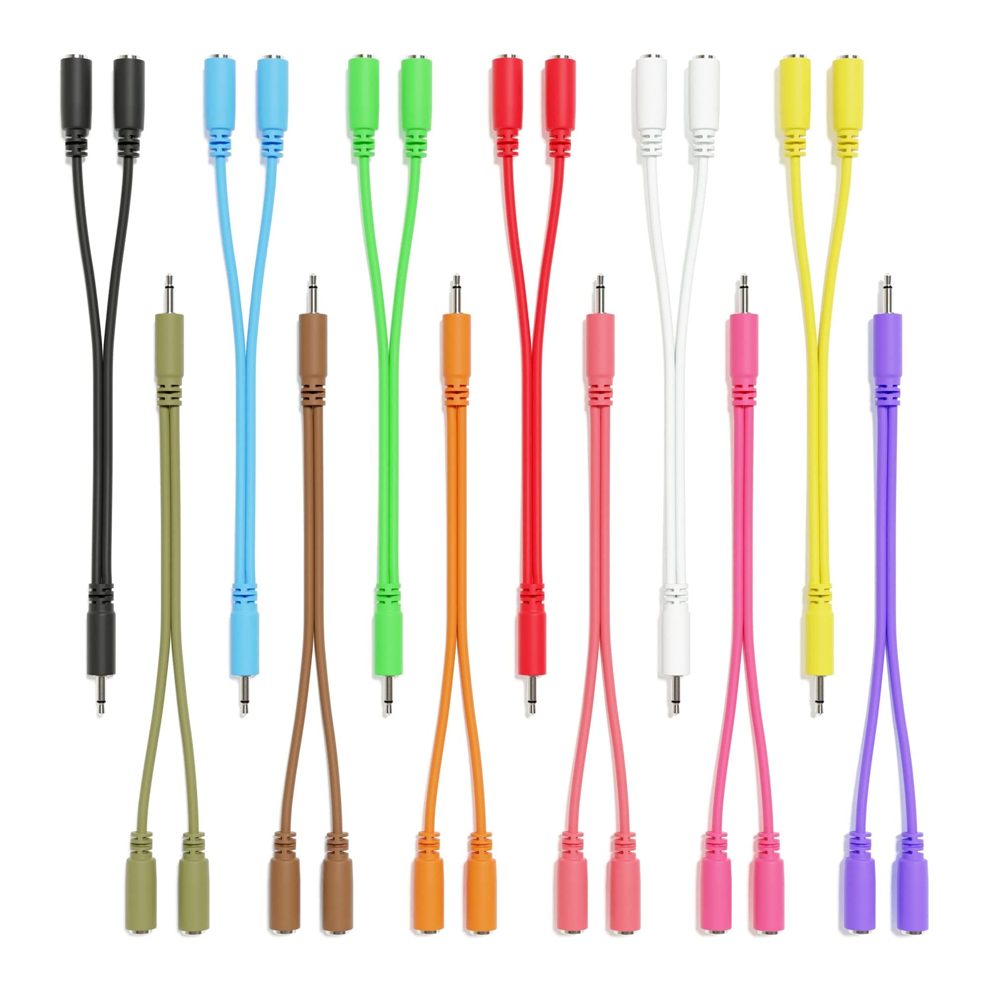 ExcelValley - 12-Pack - Mono Splitter Y Patch Cables - TS 3.5mm 1/8" Eurorack Synth Synthesizer