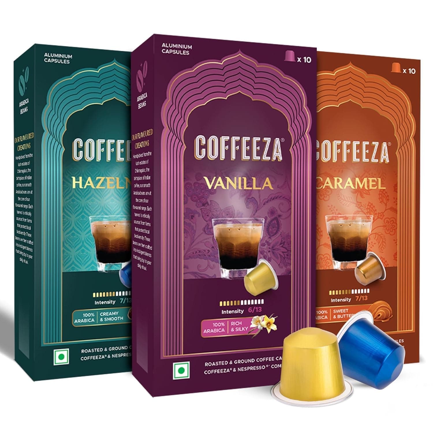 Coffeeza Flavoured Variety Coffee Capsules | Vanilla, Caramel & Hazelnut | Compatible with Nespresso Original Machines - Pack of 30 Pods