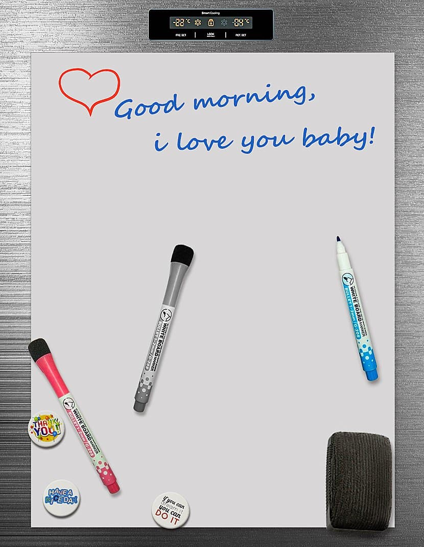 Dry Erase Magnetic Whiteboard for Refrigerator – 17 x 11 inches by FunnyHelpers. Dry Erase Magnetic Board for Fridge, 3 Extra Thin Mаrkеrs, Big Eraser, 3 Magnets - Whiteboard Magnetic