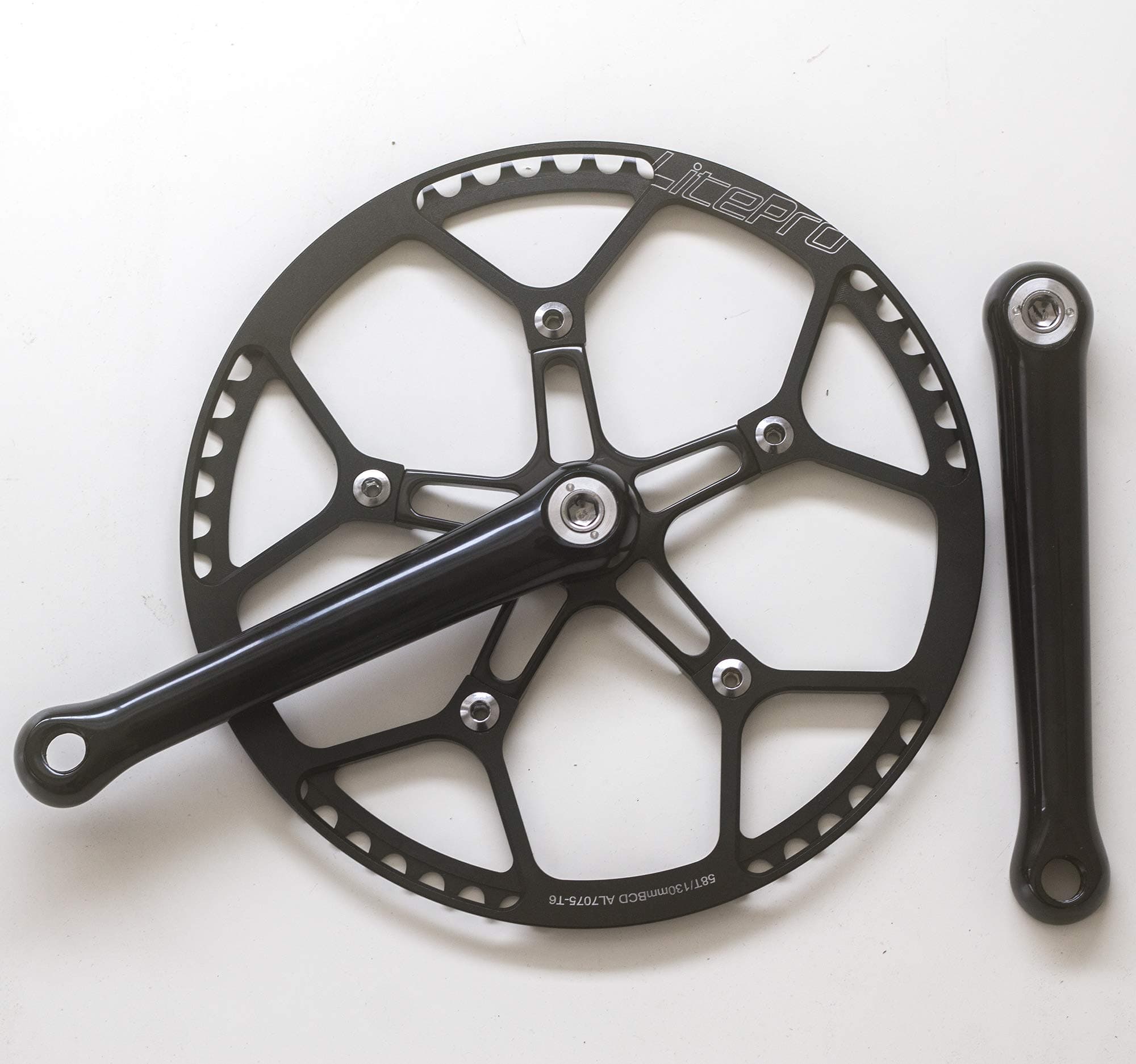 LITEPRO 58T Crankset Full Set For BROMPTON Lightweight Speed Upgrade Weight Saving BLACK