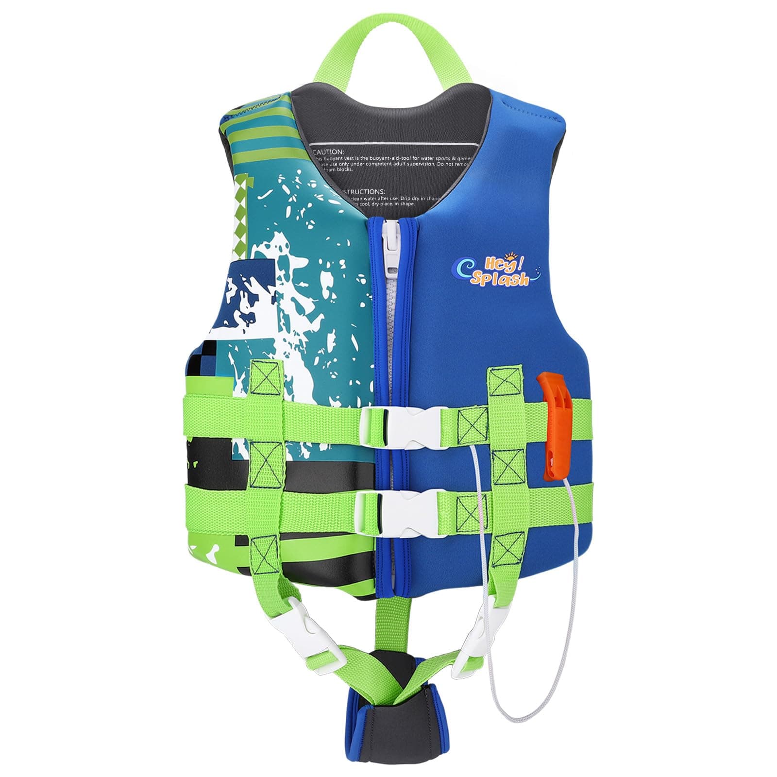 HeySplash Toddler Swim Vest, Kids Swimming Jacket Fit 30-50/50-80lbs, Child Floaties Vest wiht Safety Strap, Float Jacket for Girls/Boys on Pool,Beach,Boating, Learn to Swim Aid, M 3-6 Yrs/L 6-9 Yrs