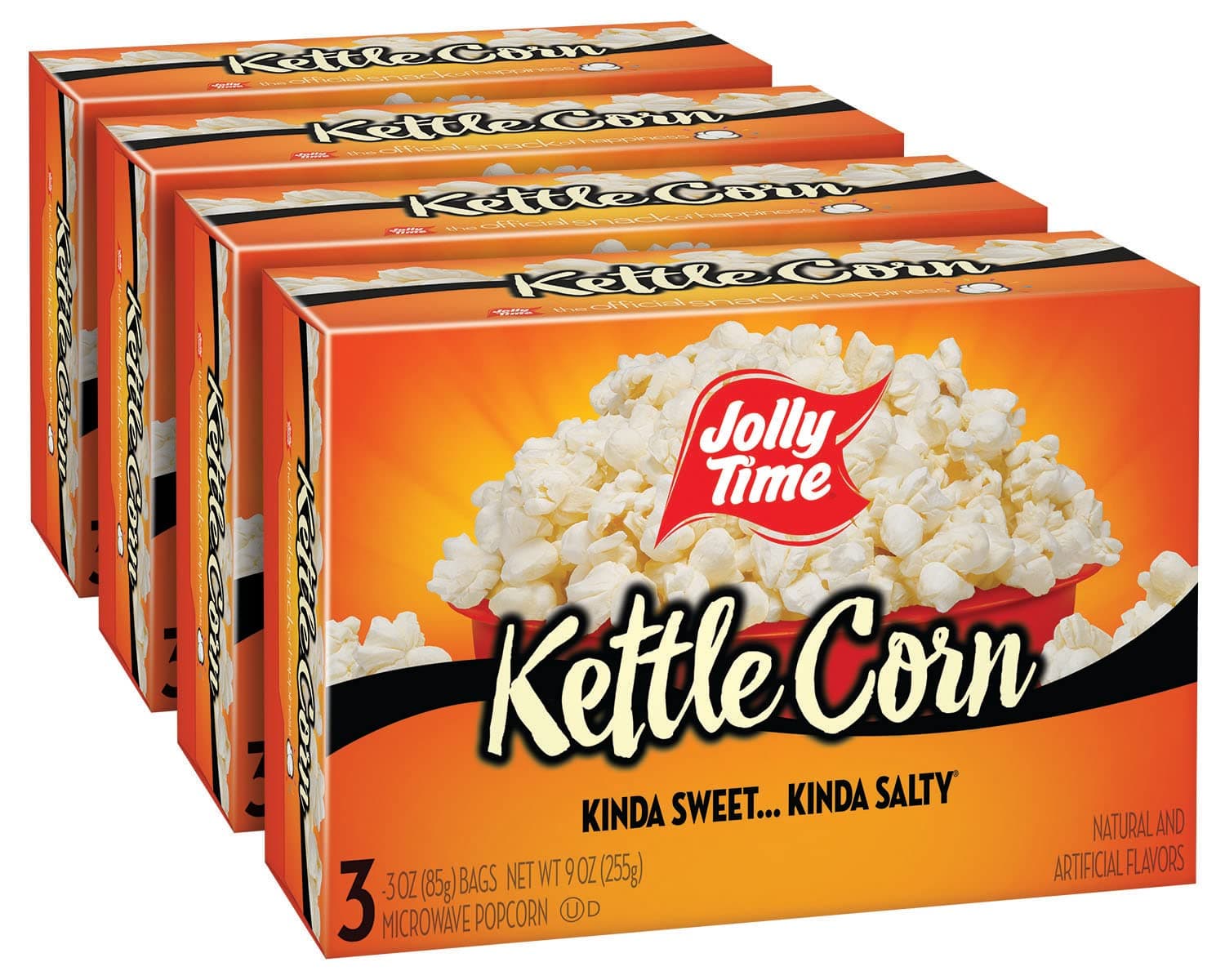 Jolly Time Kettle Corn, Festival Fun Sweet & Salty Glazed Gourmet Microwave Popcorn, 3oz Sharing Bag, 3 Bags Per Carton (3 Ounce (Pack of 12))