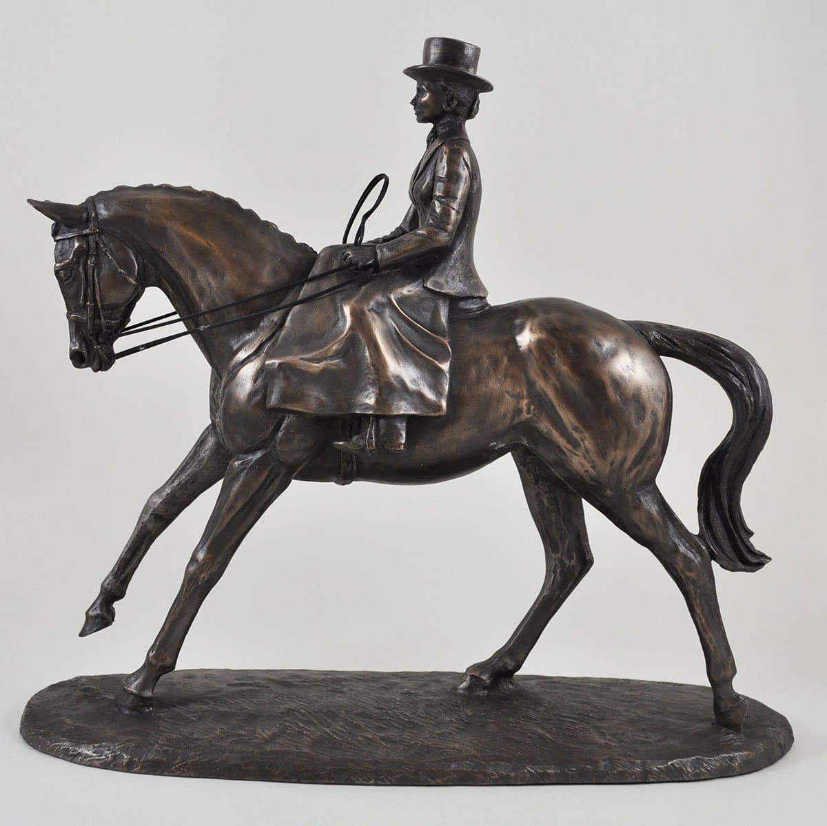 Bronze Finish Horse Figurine - Side Saddle By Harriet Glen