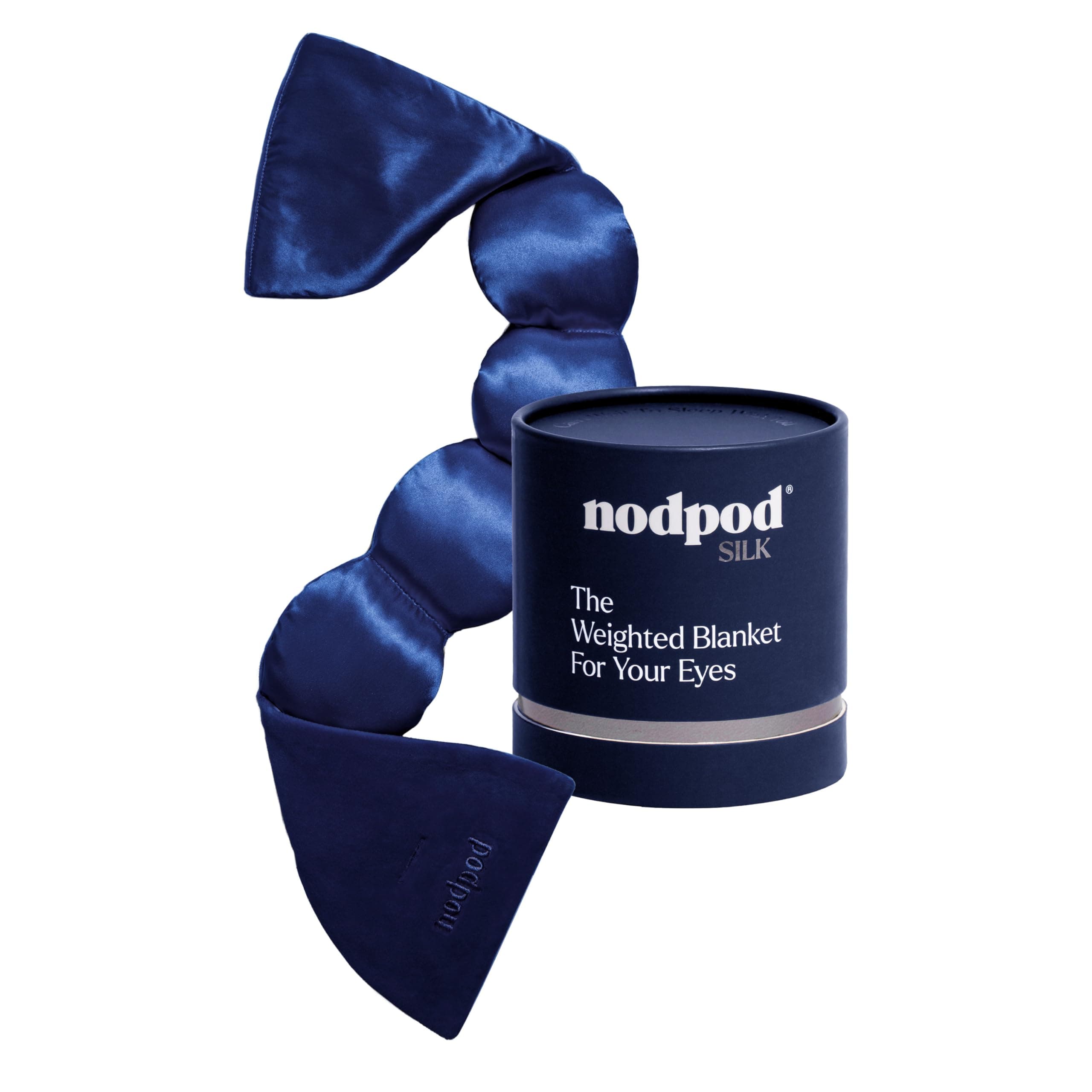 Gentle Pressure Silk Sleep Mask | Patented Light Blocking Design for Sleeping, Travel & Relaxation | Bead Filled, Machine Washable, BPA Free Eye Pillow (Sapphire)