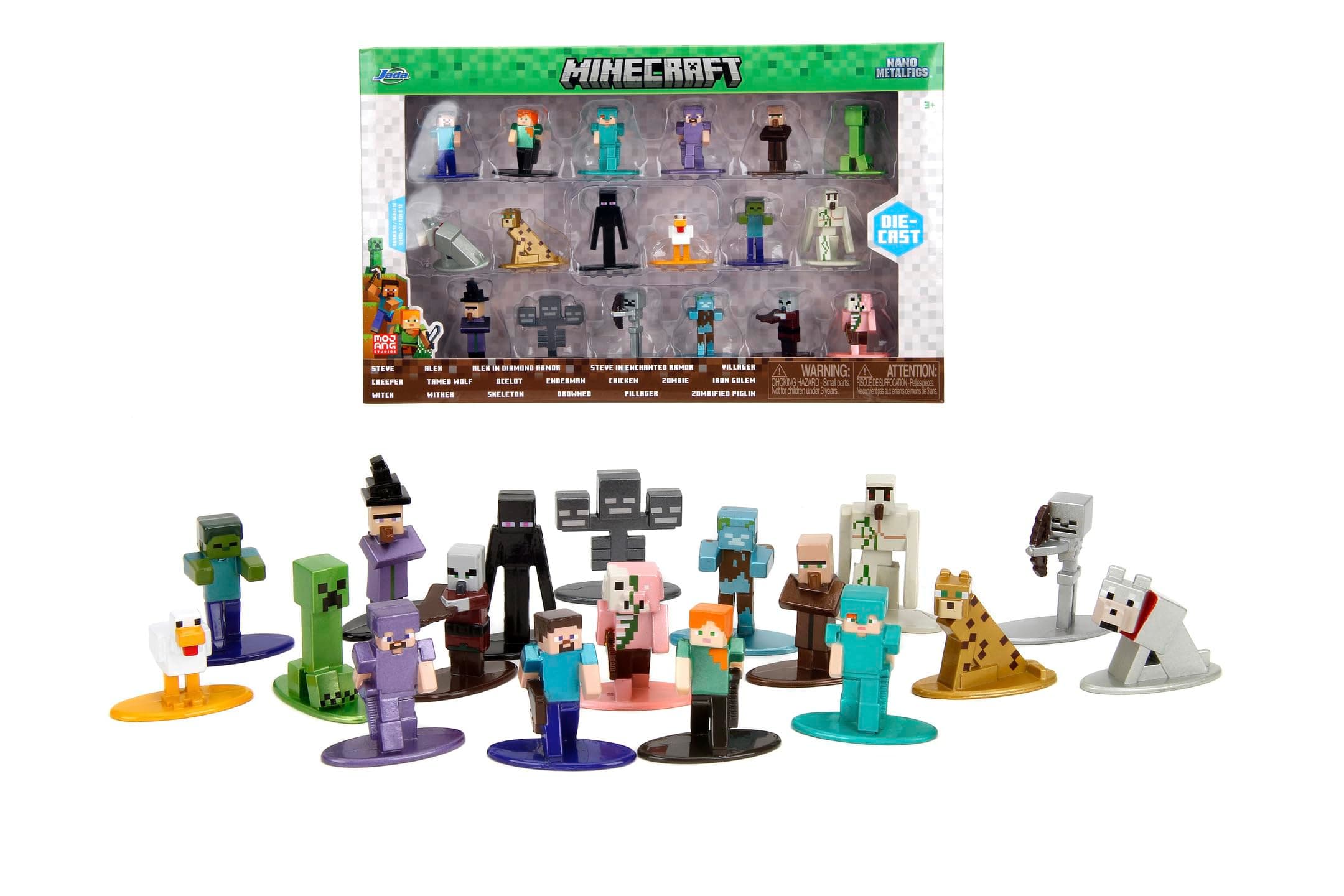 Jada Toys 253265013 - Minecraft Multipack Nanofigurer, Wave 12 - Multipack Minecraft Nanofigurer i Metall, 18 Stycken/Förpackning, 4 cm, Från 3 år