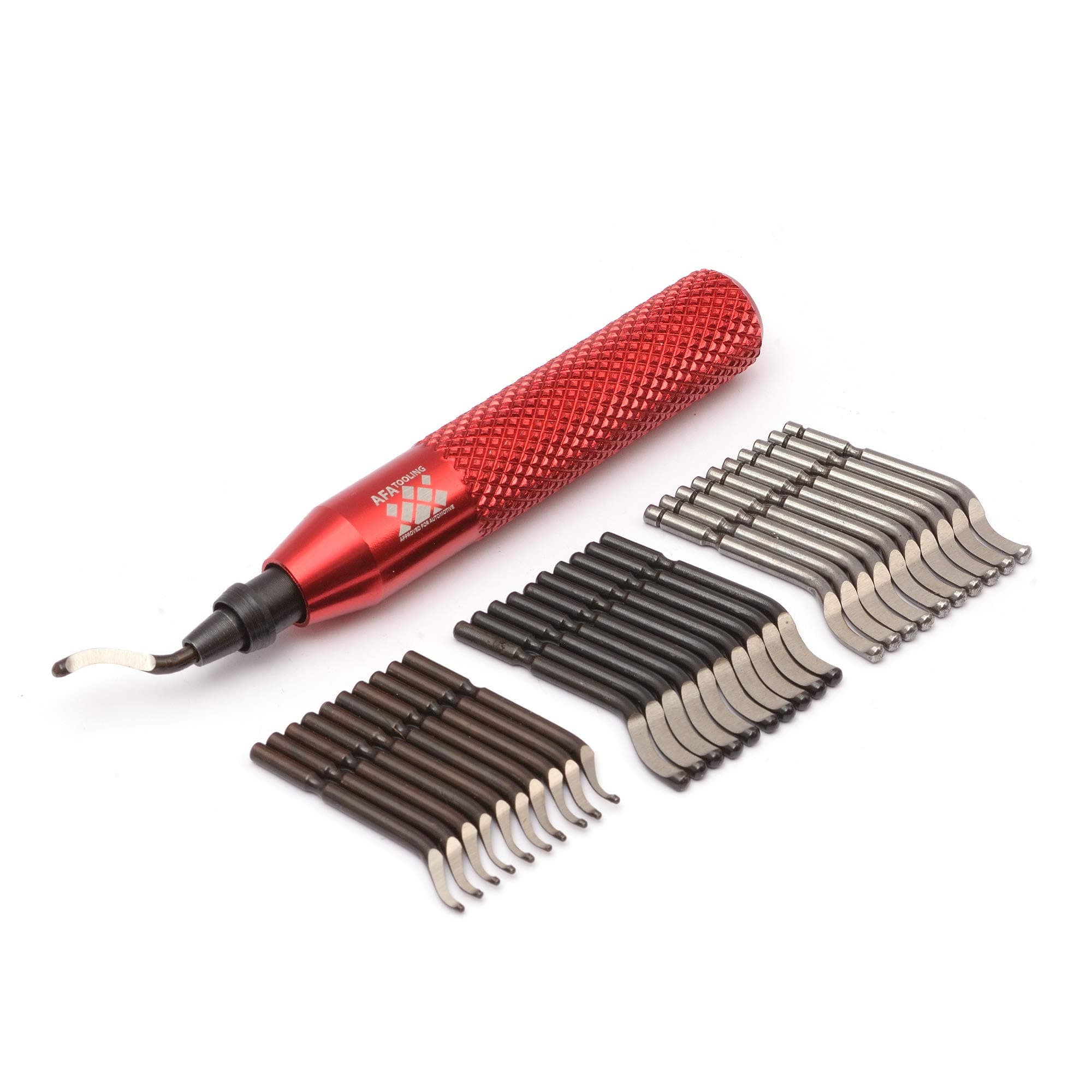 AFA Tooling - Deburring Tool with 30 Extra High Speed Steel Swivel Blades - Works on Metal, Resin, PVC Pipes, Copper, Plastic and 3D Printed Edges - Plumbing & 3D Printing Burr Removal Reamer Tool