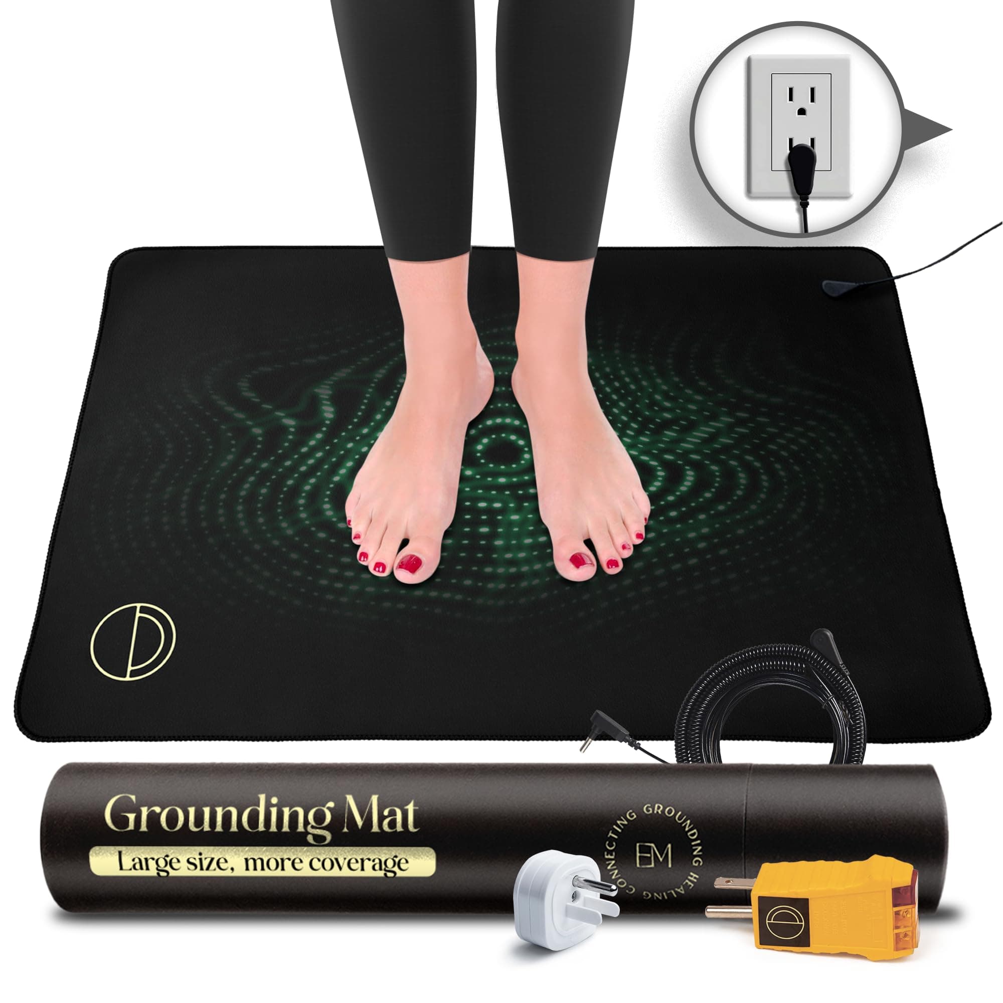 Grounding Mat - Universal Earthing mats Plus Earthing Cord. Great to Place on Yoga mat, Grounded Foot Therapy, Potential EMF and ESD Protection, Sleep Assist, Put Your Computer on it
