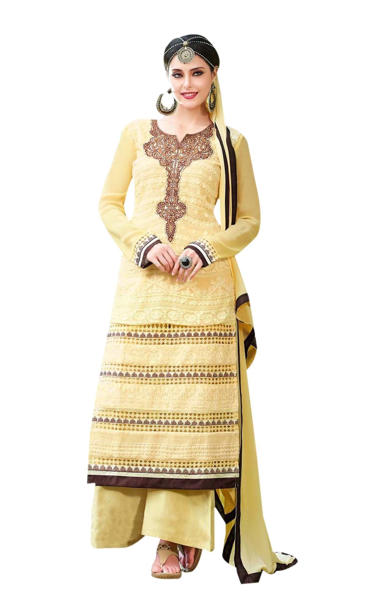 Stylelok Beige Brasso unstitched dress material SL57503711