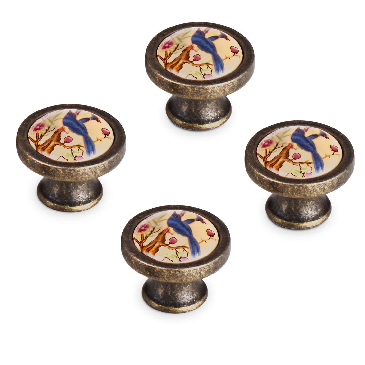 Felidio Cabinet Knobs, Rustic Drawer Knobs Dresser Pulls, Rubbed Bronze Ceramic Kitchen Cabinet Handles for Home Furniture Cupboard Chest (4 Pack, Cabinet Hardware Knobs)