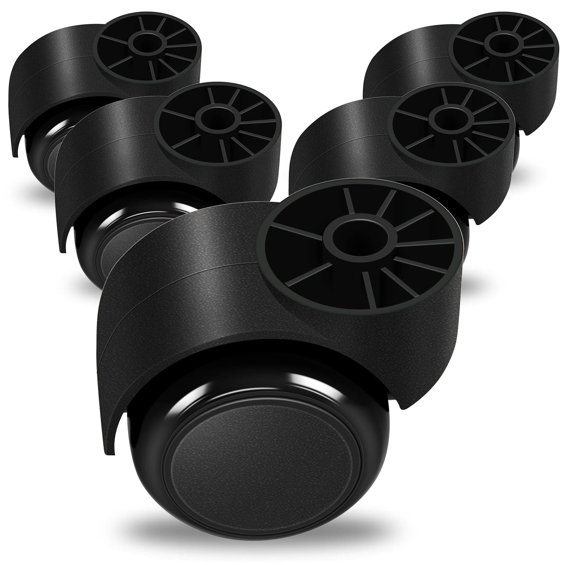 2 Inch Black Silent Office Chair Wheels Replacement - Stemless Casters for Furniture, 5PCS/Pack