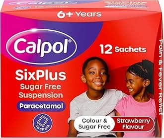 SixPlus Sugar Free Strawberry Paracetamol Sachets, Pack of 12