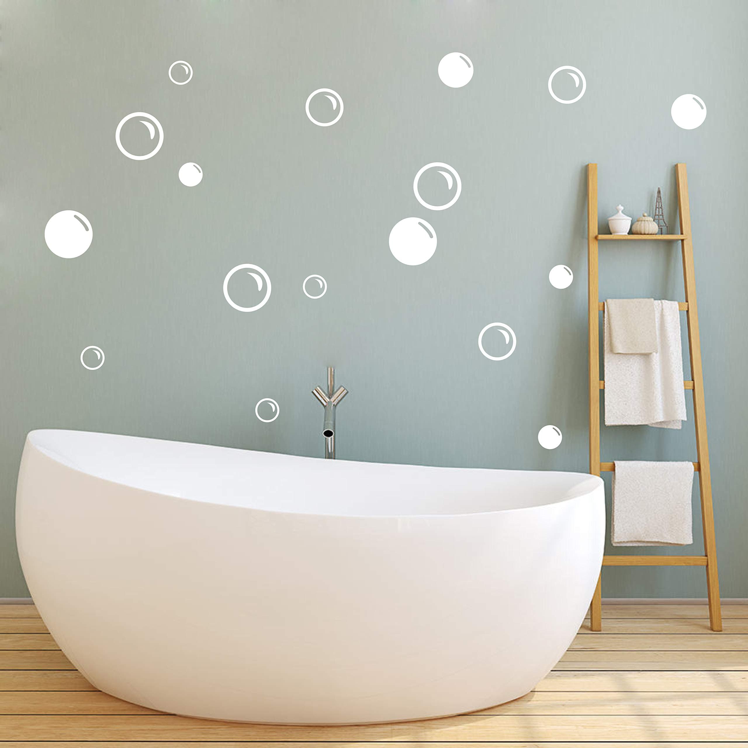 90 Large Soap Bubbles Wall Decals, Bathroom Decals, Wall Art, Vinyl Stivkers for Bathroom, Bedroom, Nursery Decor A35 (White)