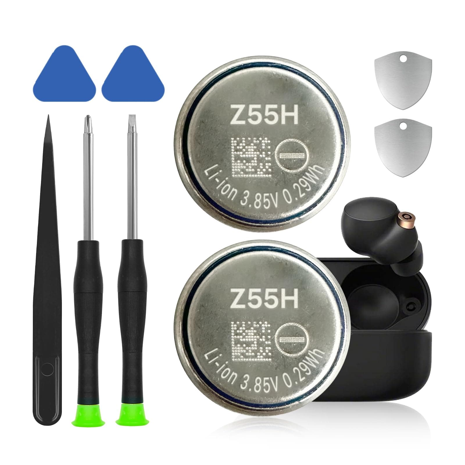 2pack Z55H 75mAh Battery for Sony Headset WF-1000XM4, Truly Wireless Earbud Headphones 3.85V Battery with Installation Tools Kit