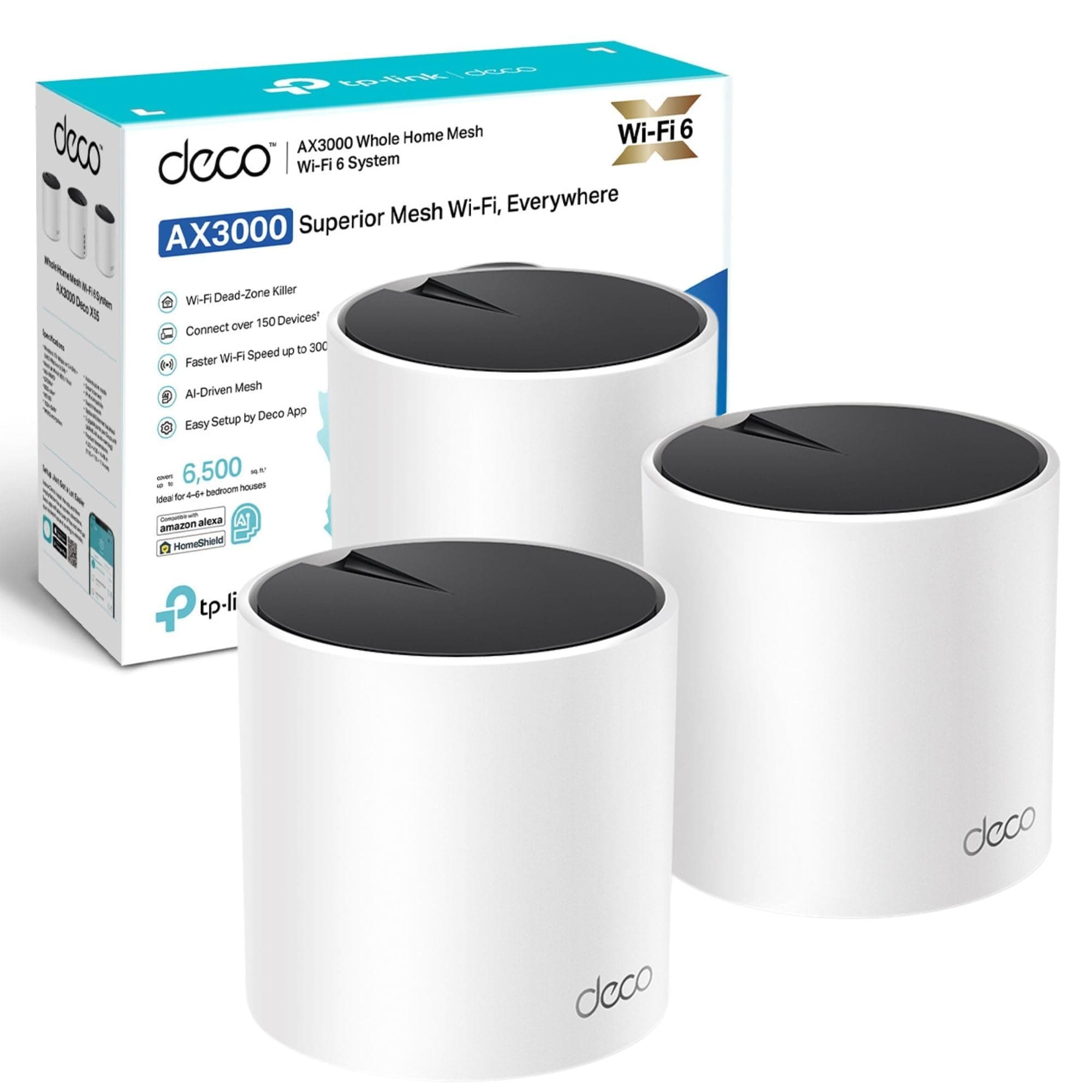 Deco X55 Mesh Wi Fi, 3 Pack, Black, Deco X55(3-pack)