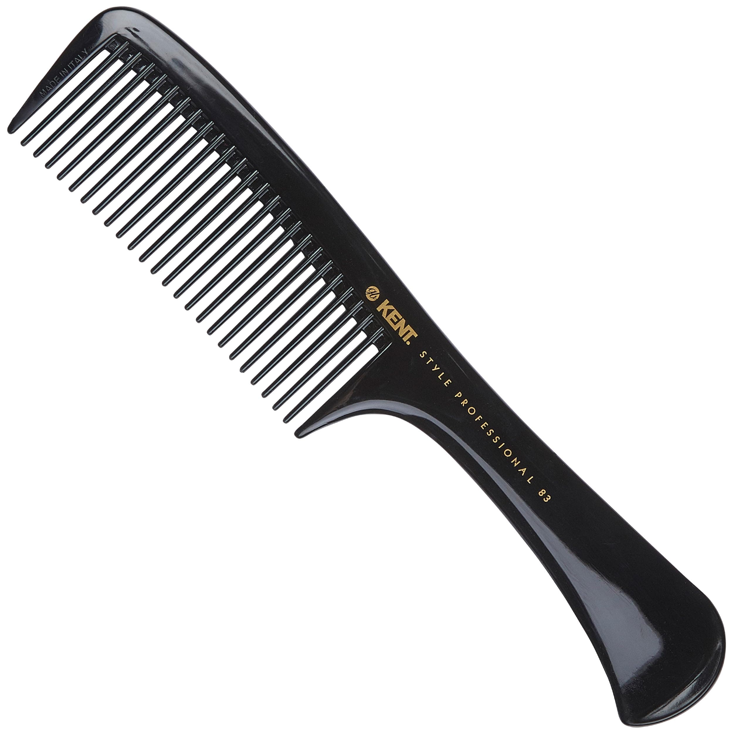 Kent Brushes Handled Rake Comb SPC83 - Wide-Tooth Detangling Comb for Wet or Dry Hair, Strong Moulded Rubber with Easy-Grip Handle for Gentle, Tangle-Free Styling