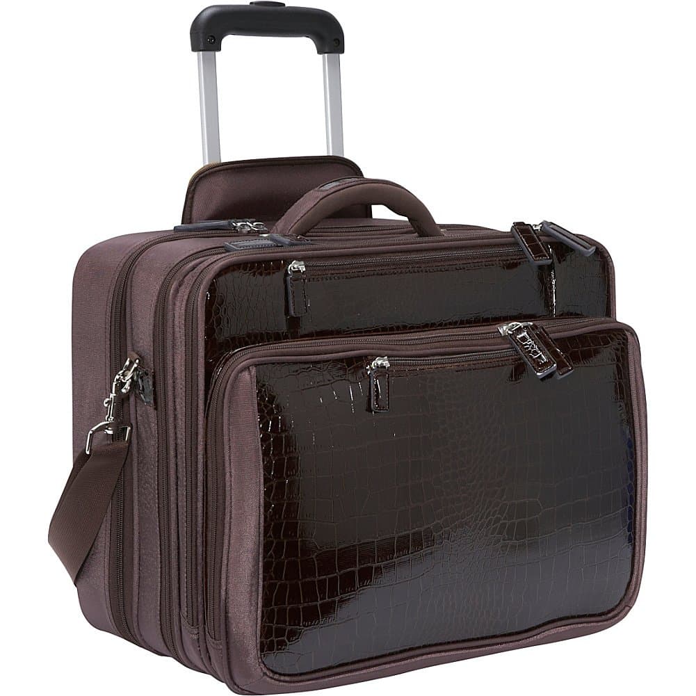 FRANCINE COLLECTION - CROCO ROLLER - BROWN 17.3" LAPTOP CASE
