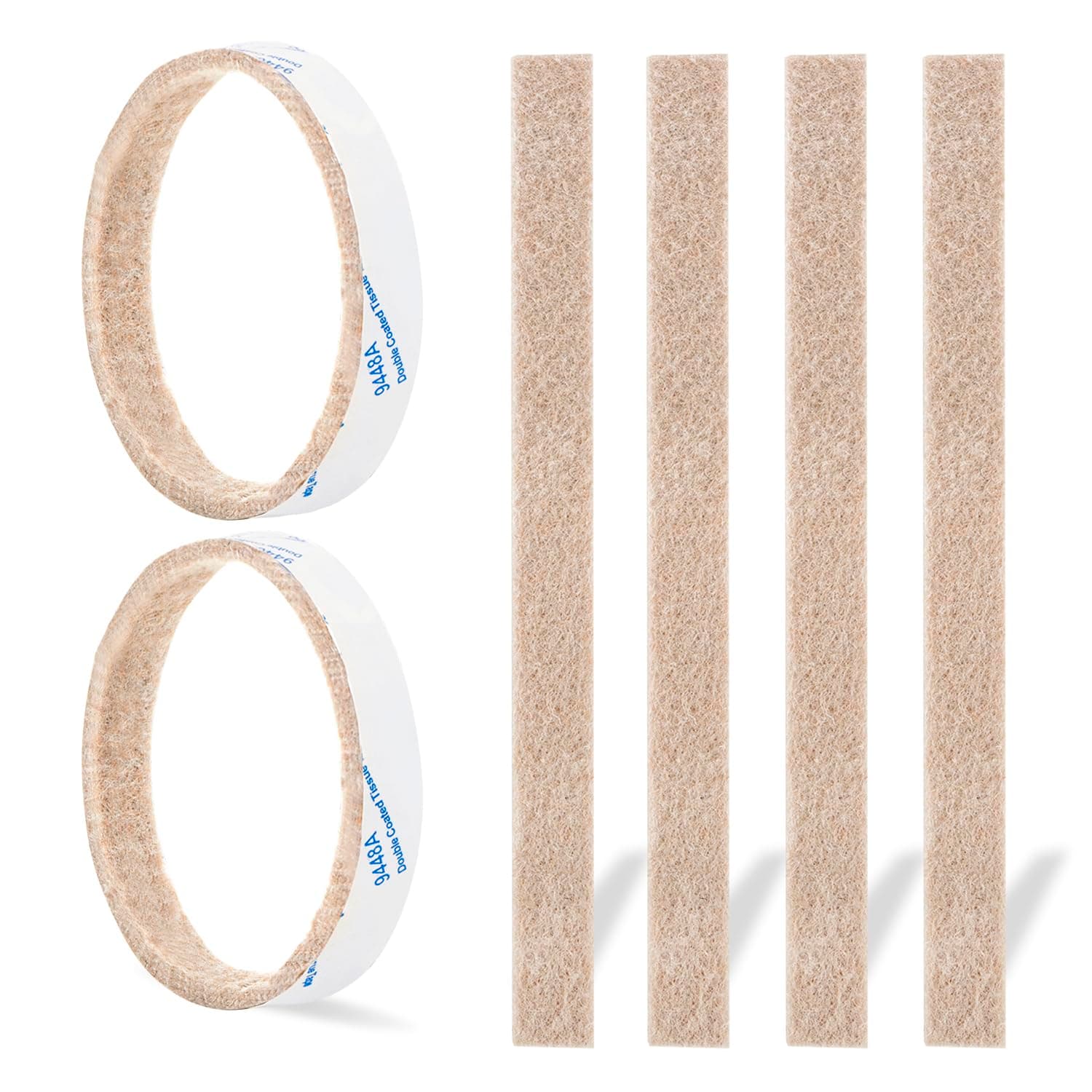 Furniture Felt Pads Strips 20pcs Pack 1/2 x 6 Inches Self Adhesive Beige Furniture Pads Anti Scratch Felt Pads Heavy Duty 3mm Floor Protector for Chair Feet for Hardwood Floor