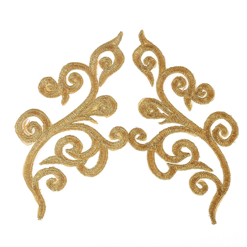 Hongma 2pcs Patches Patch Embroidery Gold Lace Flower Applique Sew Decor for DIY Crafts T-shirt Coat Pants