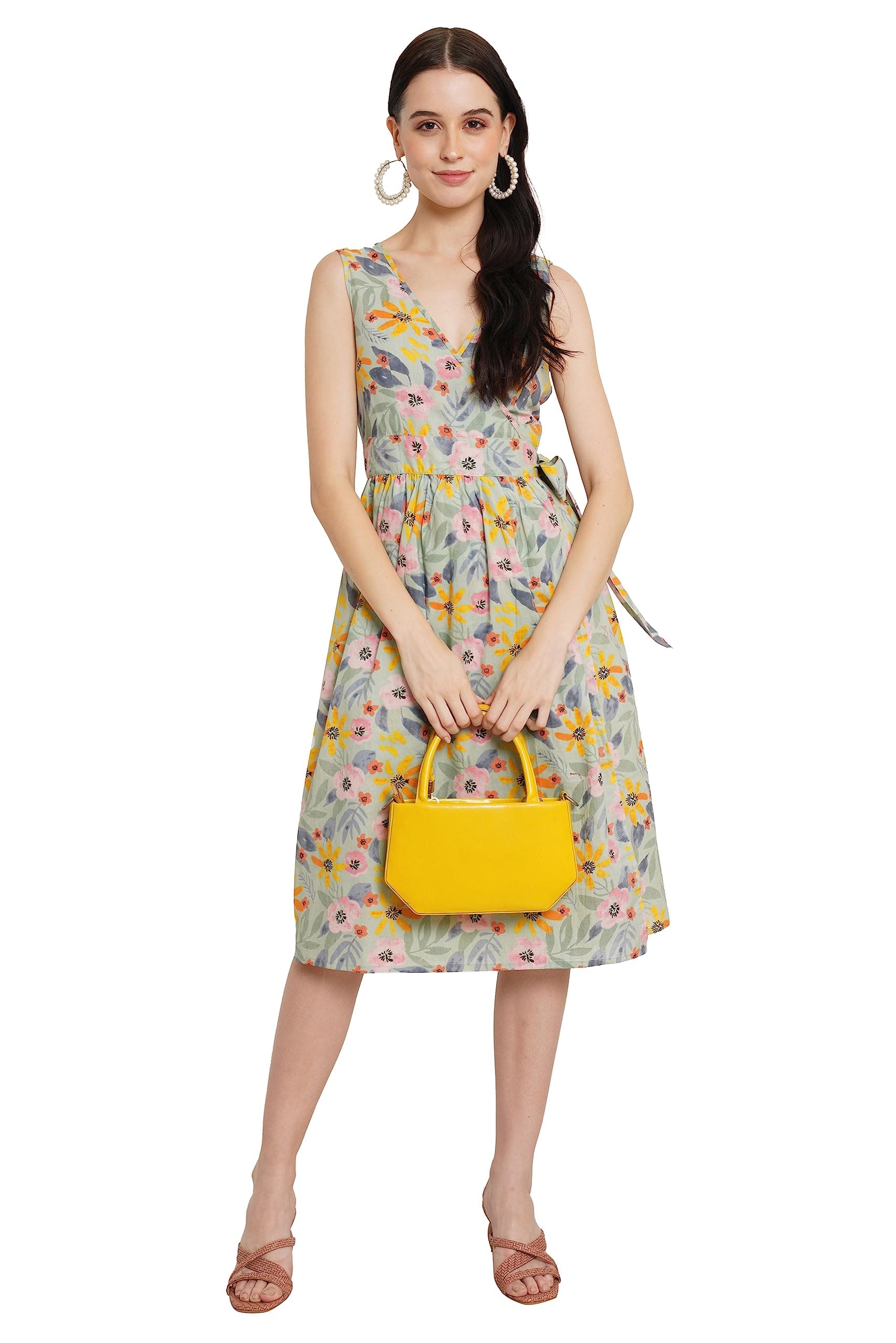 COTLAND FashionsJaipuri Cotton Printed Wrap Around Dress for Women