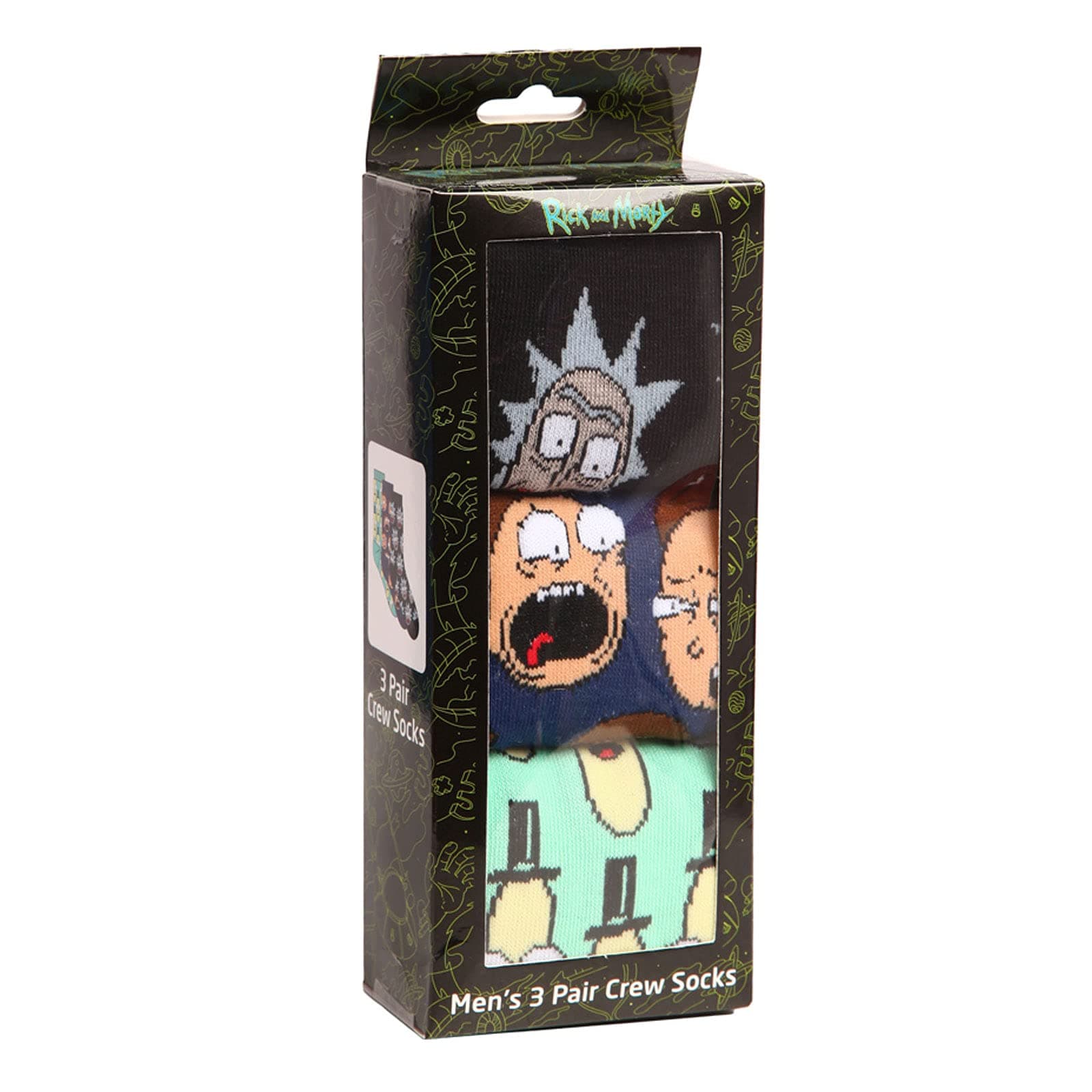 Hypnotic Hats Rick And Morty Mr. Poopybutthole Adult Crew Socks With Gift Box (Size 6-12, Three Pairs)