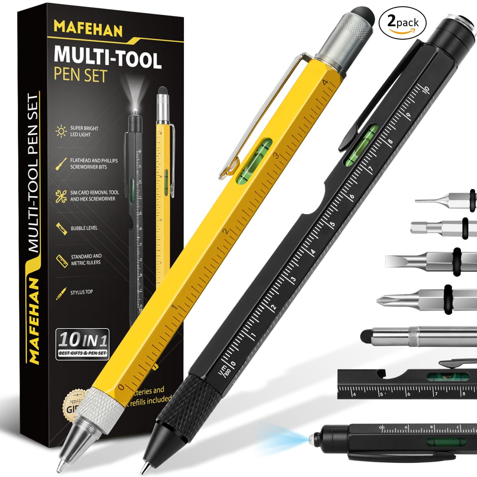 Father's Day Dad Gifts from Daughter Son Wife, 10 in 1 Multitool Pen, Gifts for Men Who Have Everything, Cool Gadgets for Men, Unique Tools for Dad