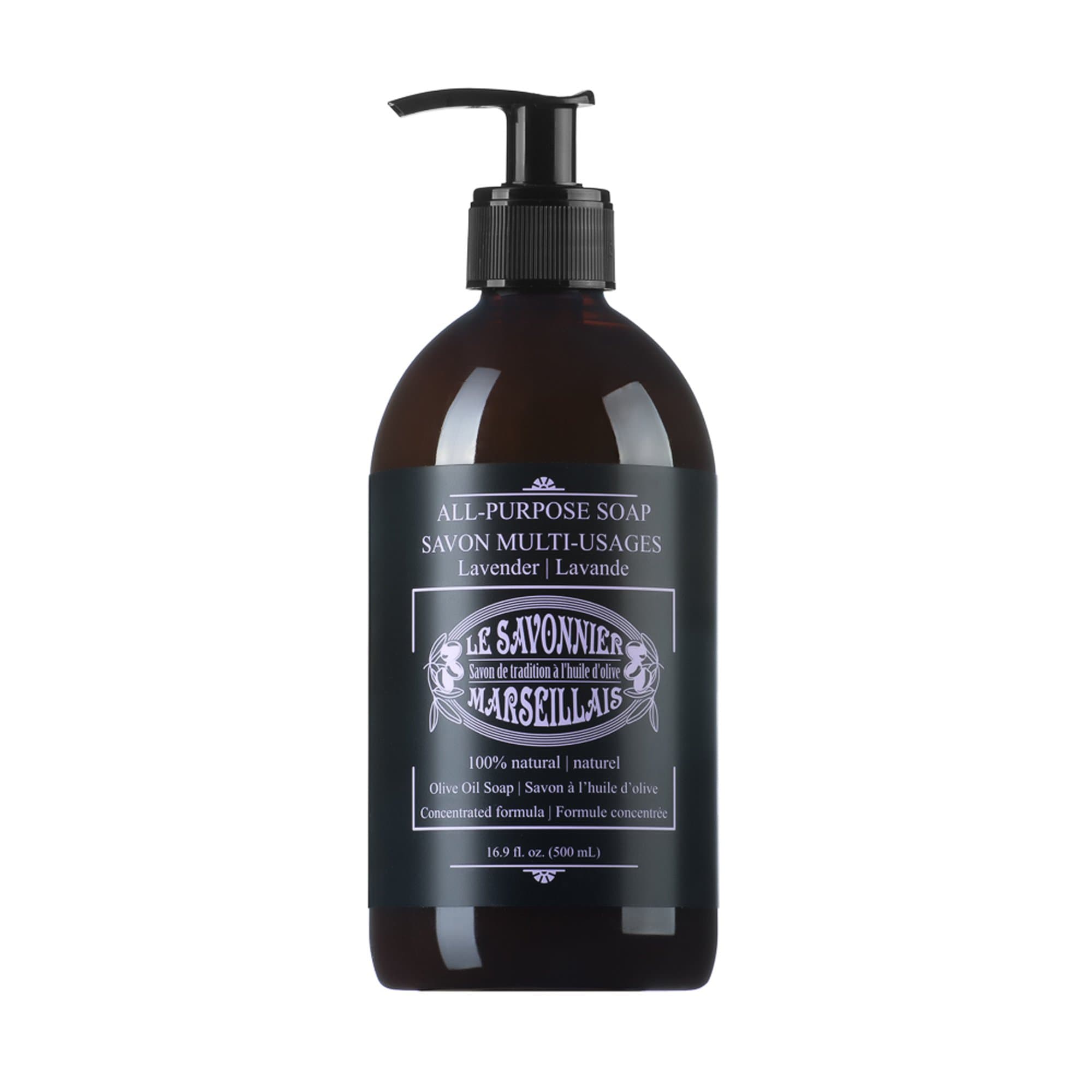 Le Savonnier Marseillais All-Purpose Liquid Counter Top Soap, Lavender, 16.9 Fluid Ounce