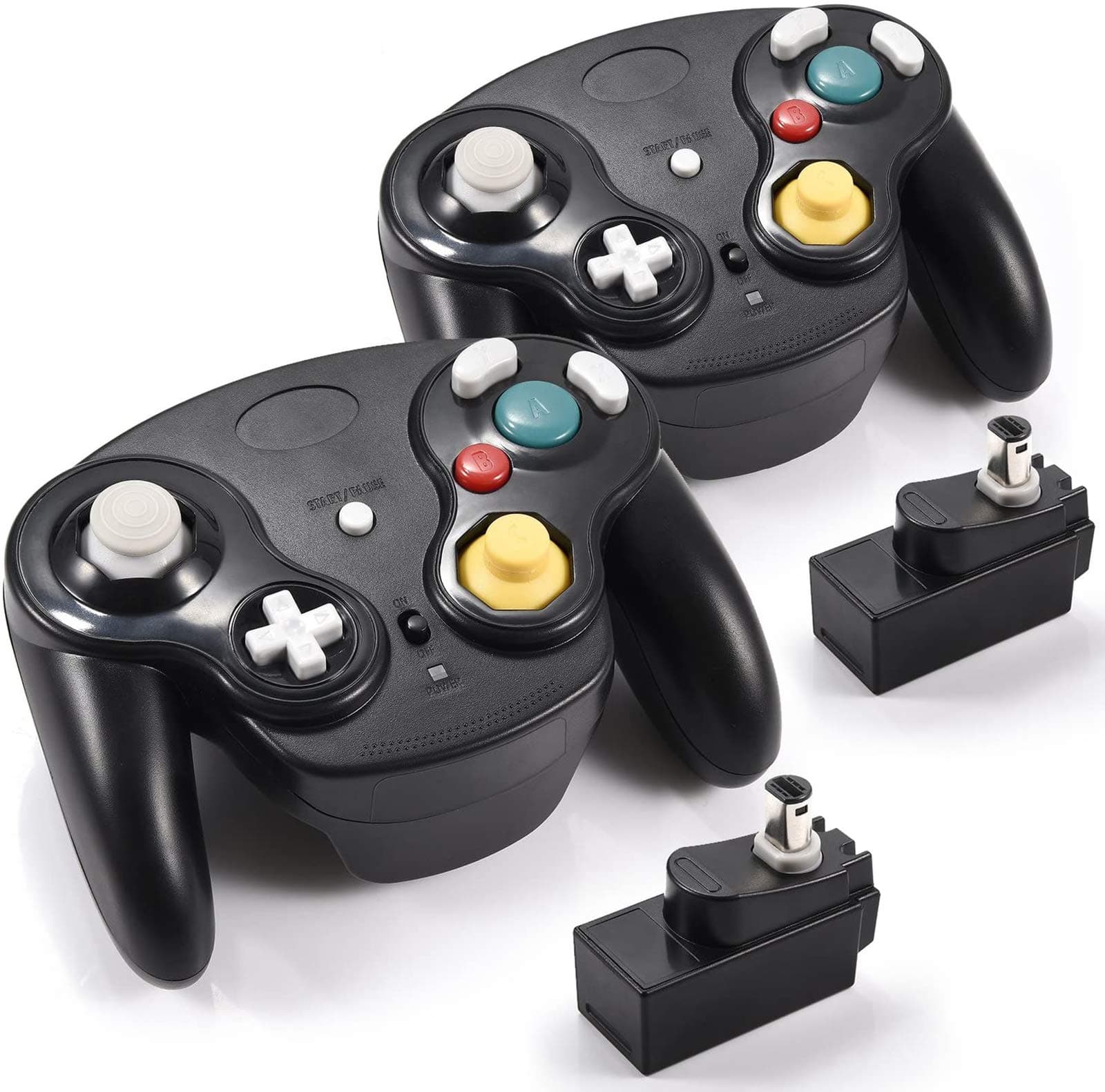 miadore 2 Pack Wireless NGC Controller for Game Cube & Wii Console with Receiver Adapter, Classic Wii Controller Remote Gamepad for NGC Console (Black)