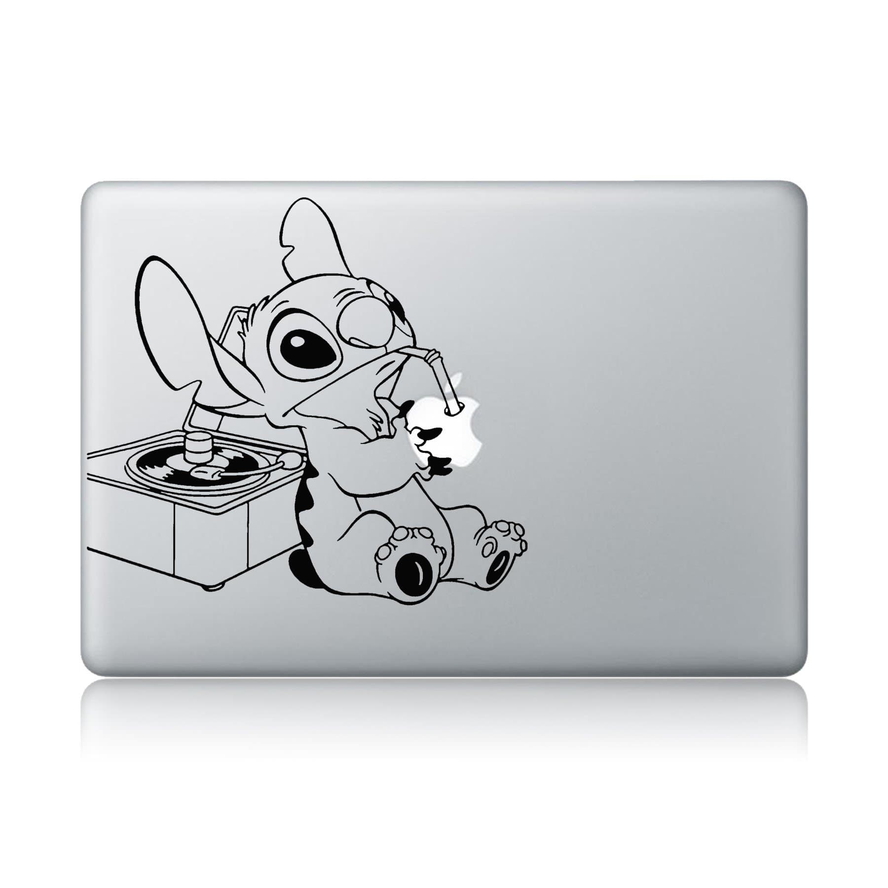 Stitch Drinking Apple Juice-Apple Macbook Laptop Vinyl Sticker Decal