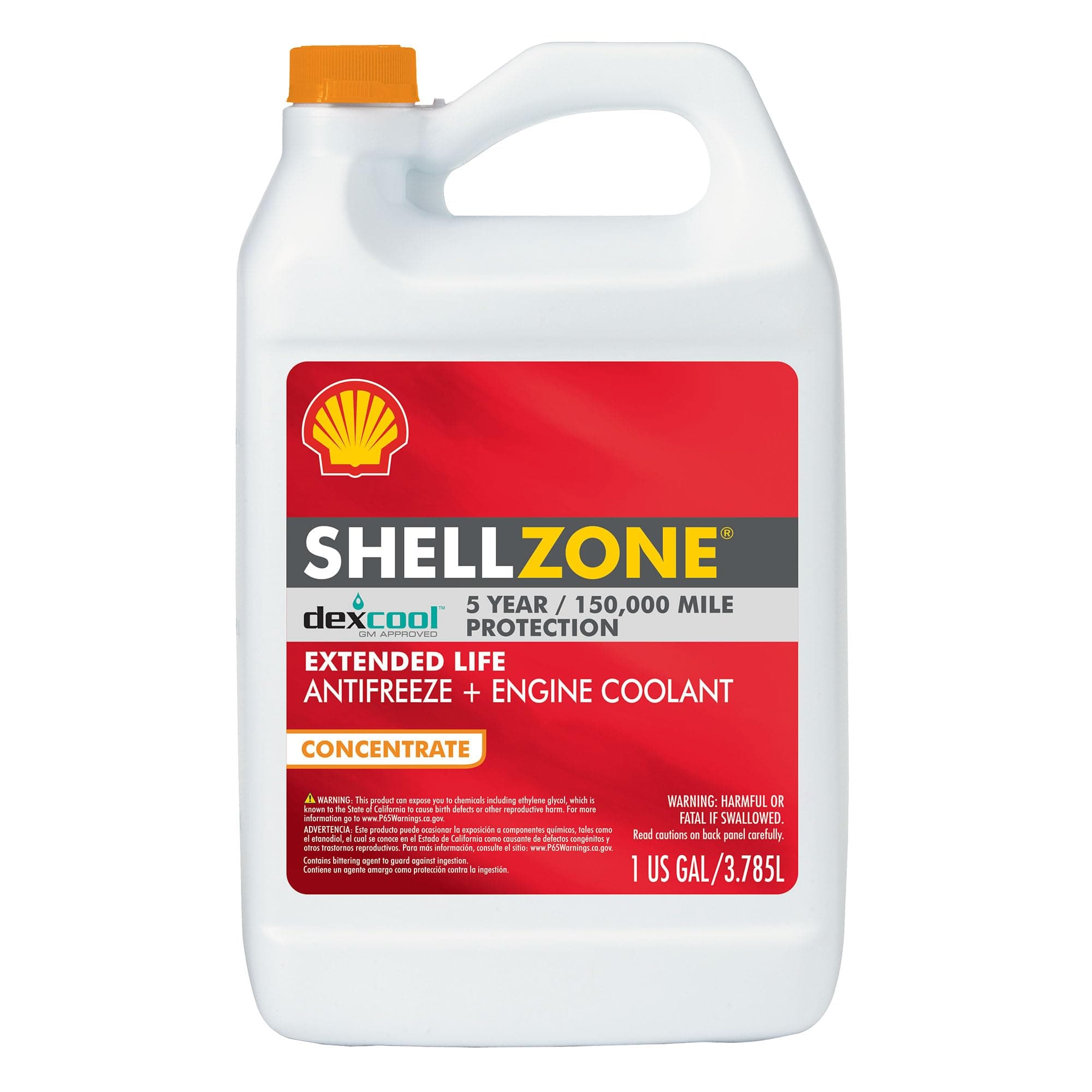 ShellZone Dex-Cool Extended Life ELC Antifreeze + Coolant, Concentrate (1 Gallon, Single Pack)