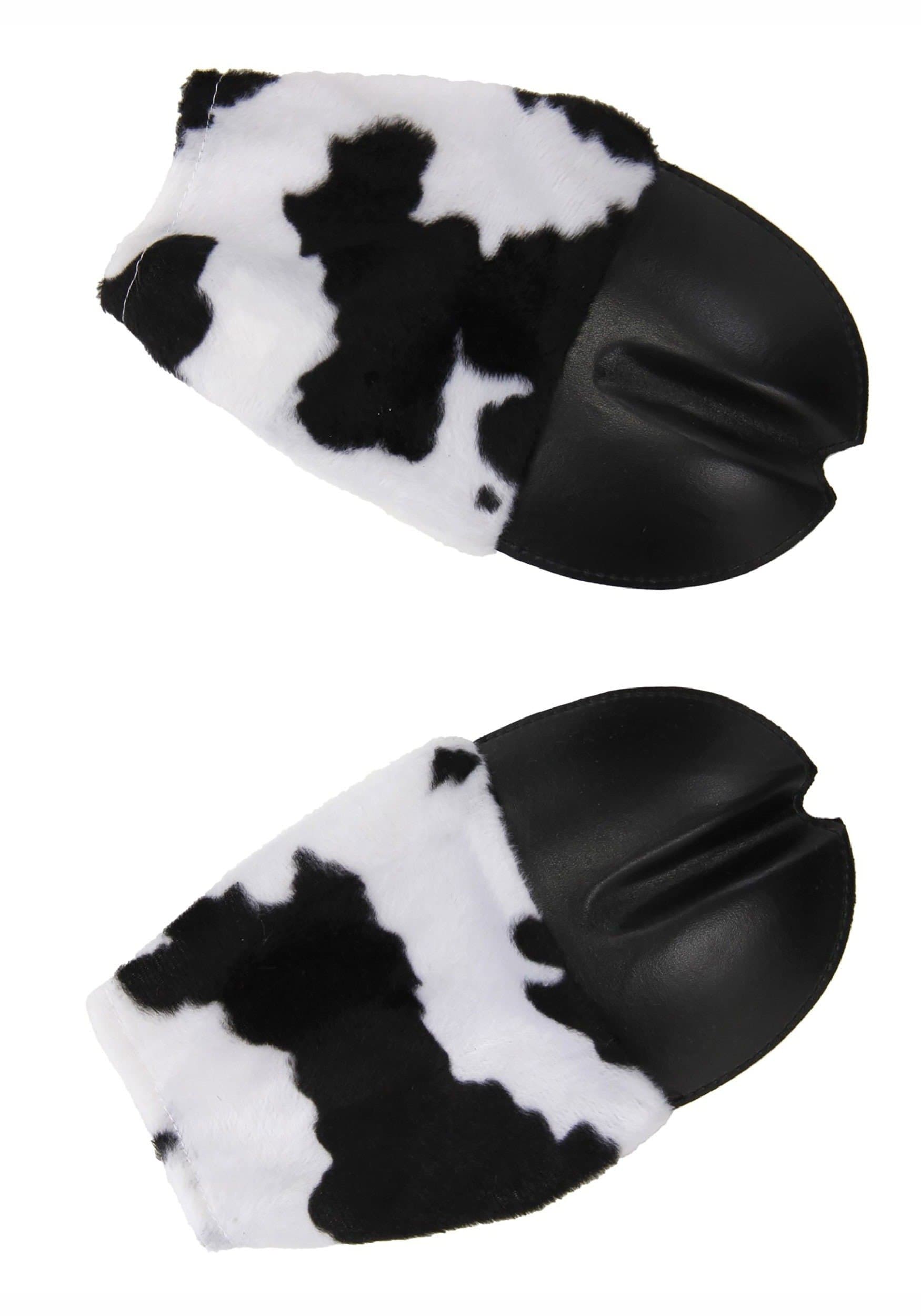 Cow Costume Front Hooves Gloves - Faux Fur Sleeves with Thumb Holes and Elastic Cuffs