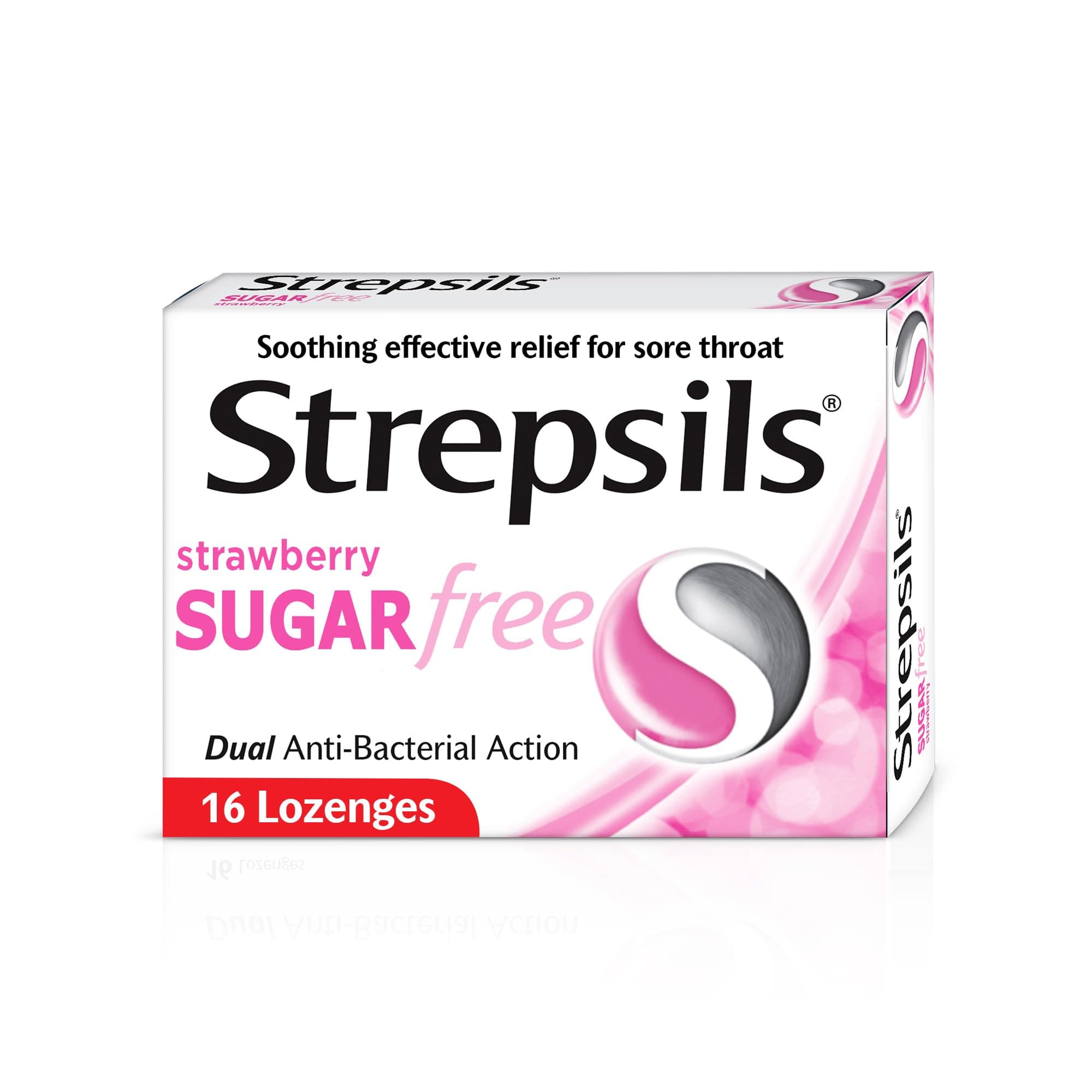Strawberry Sugar Free, Soothing Effective Relief from Sore Throats, 16 Lozenges
