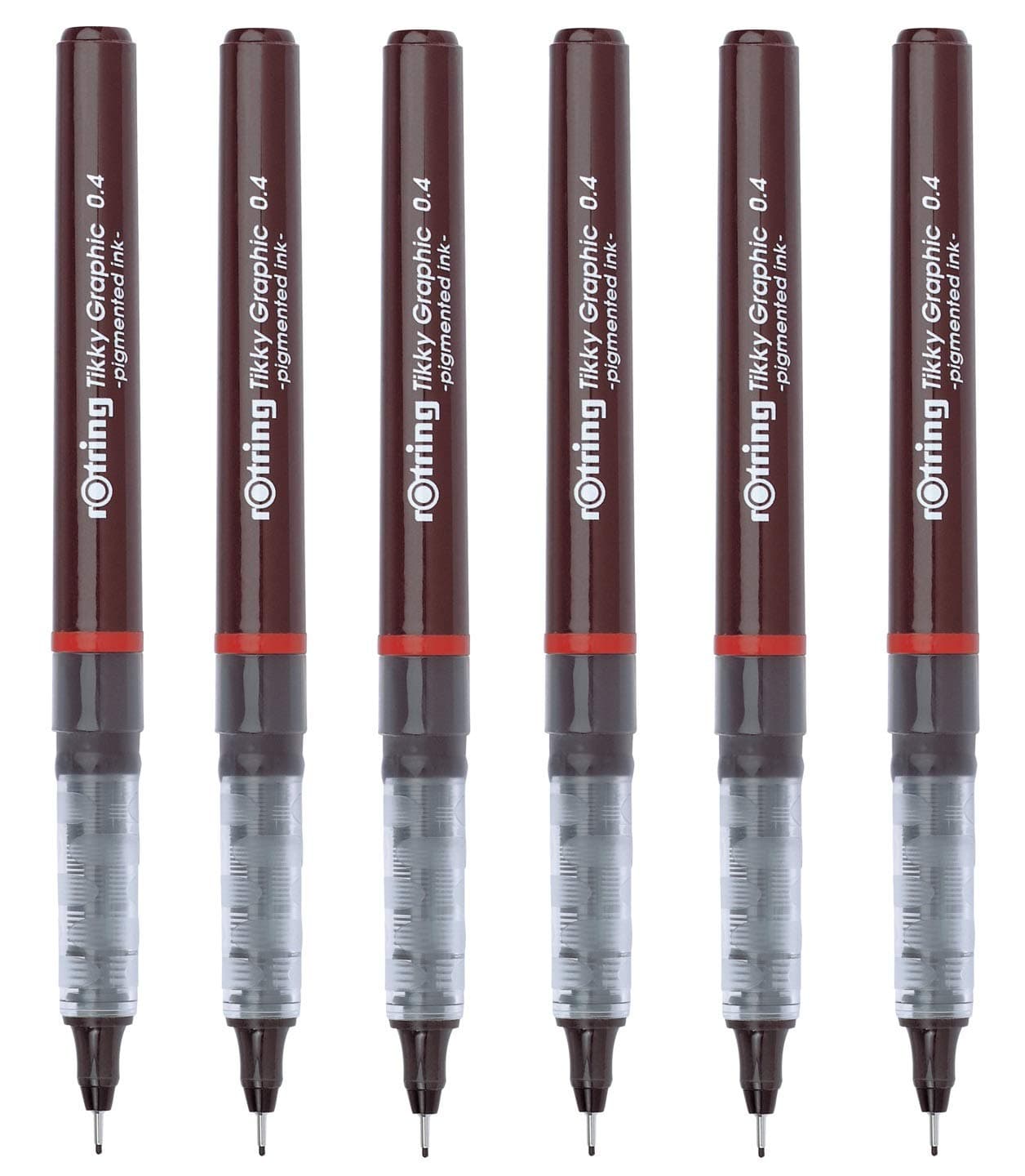 Tikky Graphic Fineliner Drawing Pen 0.4mm - Black Ink - Pack of 6
