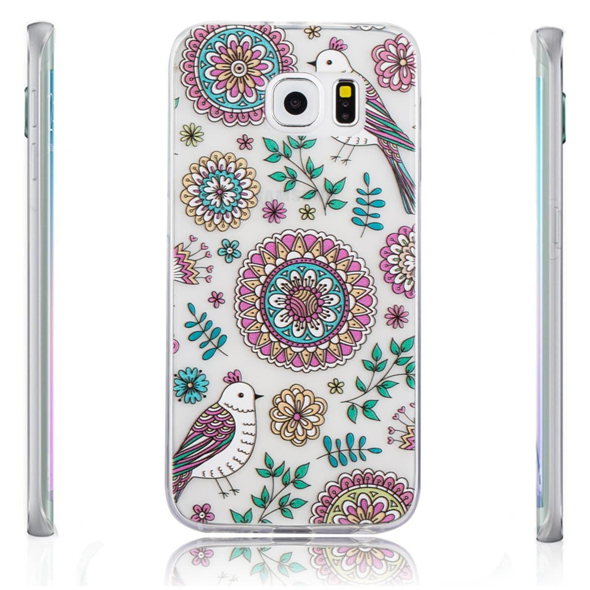 Galaxy S6 Edge Case, iRonsnow(TM) Ultra Thin Clear Art Pattern Crystal Gel TPU Rubber Flexible Slim Skin Soft Case for Samsung Galaxy S6 Edge -Retail Package (Design 10)