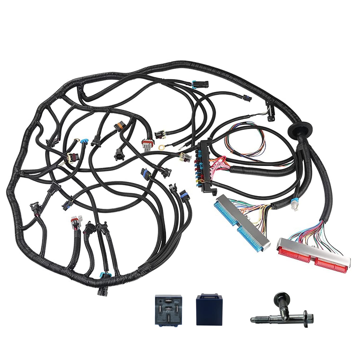 QHQSQC Manual Transmission Harness. Standalone Wiring Harness with T56 Non-Electronic Transmission Drive by Cable, Fit for 1997-2006 LS1 Engines 4.8 5.3 6.0 EV1 Injector Plug 3 Pin Maf T56 DBC
