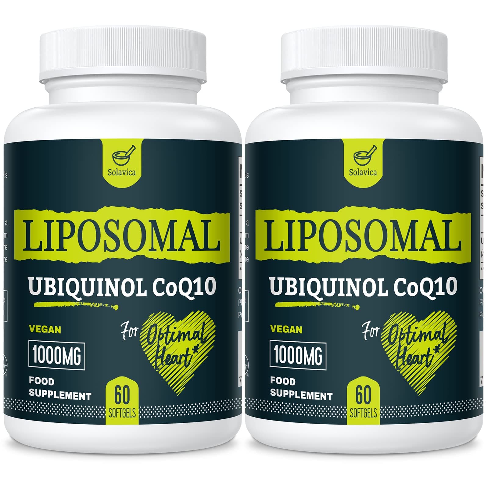Liposomal Ubiquinol Vegan CoQ10 1000 mg, The Active Form of CoQ10, User-Friendly Formula, Easy to Absorb, Designed for Various Lifestyles, 60 Softgels, Pack of 2