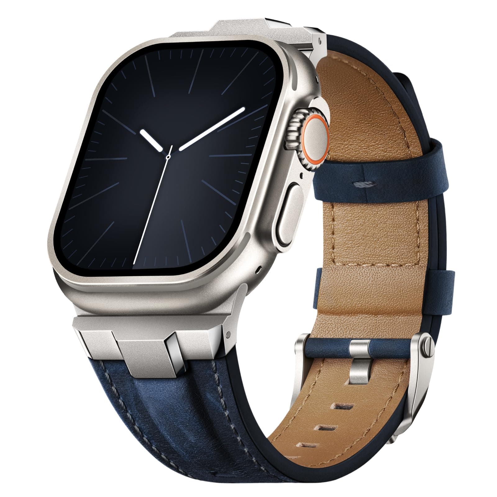 Suitisbest Leather Band Compatible for Apple Watch Ultra Band 49mm 46mm 45mm 44mm 42mm 41mm 40mm, Genuine Leather Replacement Strap for iWatch series 11 10 9 8 7 6 5 4 3 2 1, SE 3 2 1, Ultra 3 2 1