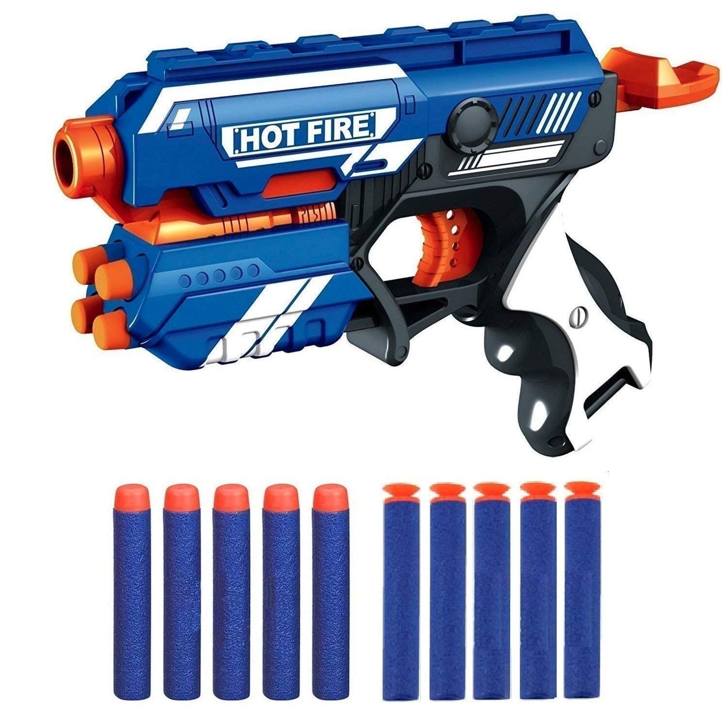 REBOOS Blaze Storm Manual Soft Bullet Shooting Gun Toy with Soft Foam Bullets and Suction Darts for Kids (Blaze Strom 10 pcs)