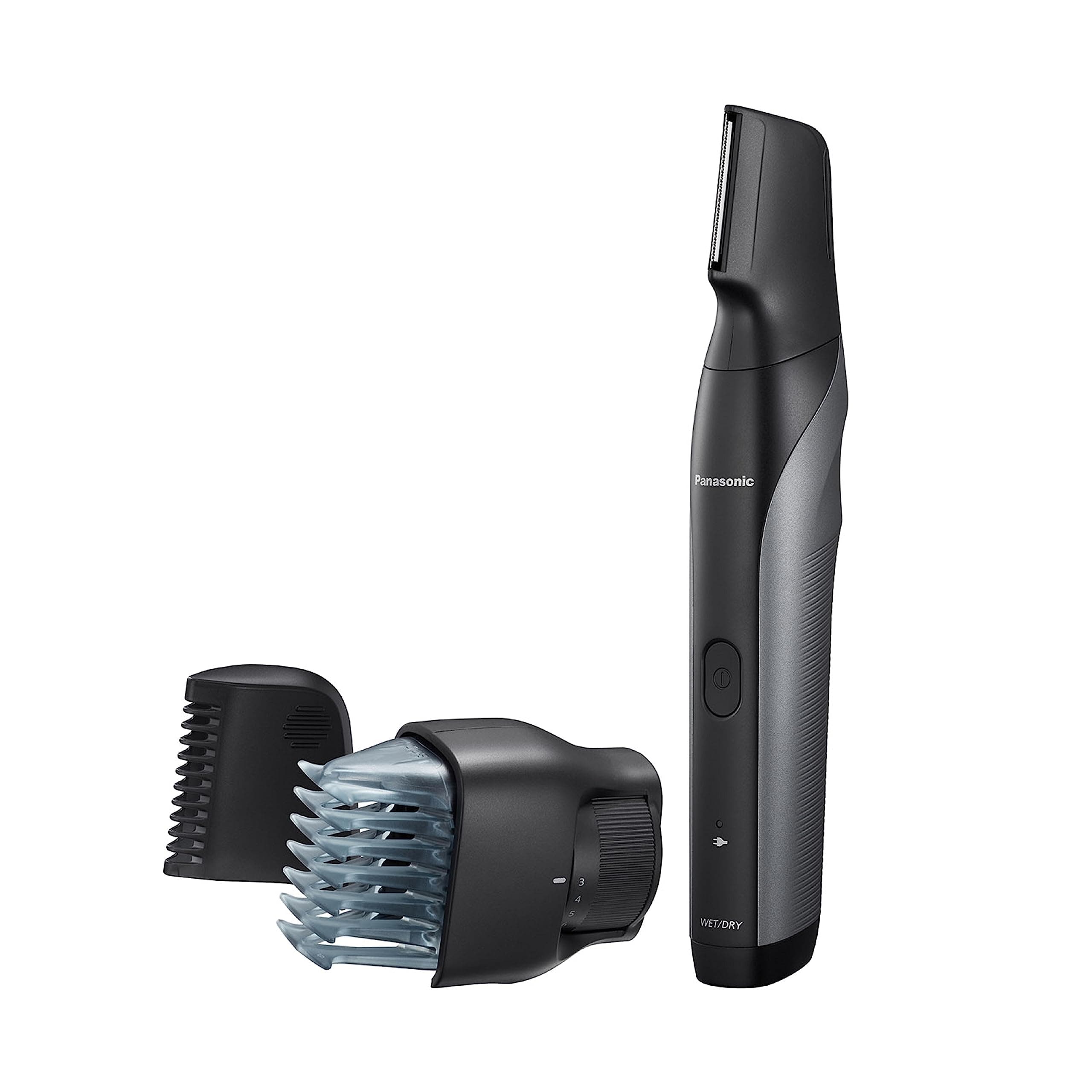 Body Groomer for Men, Wet/Dry Cordless Electric Body Hair Trimmer with 2 Comb Attachments, Multi-Directional Shaving in Sensitive Areas, Black, 3 Piece Set