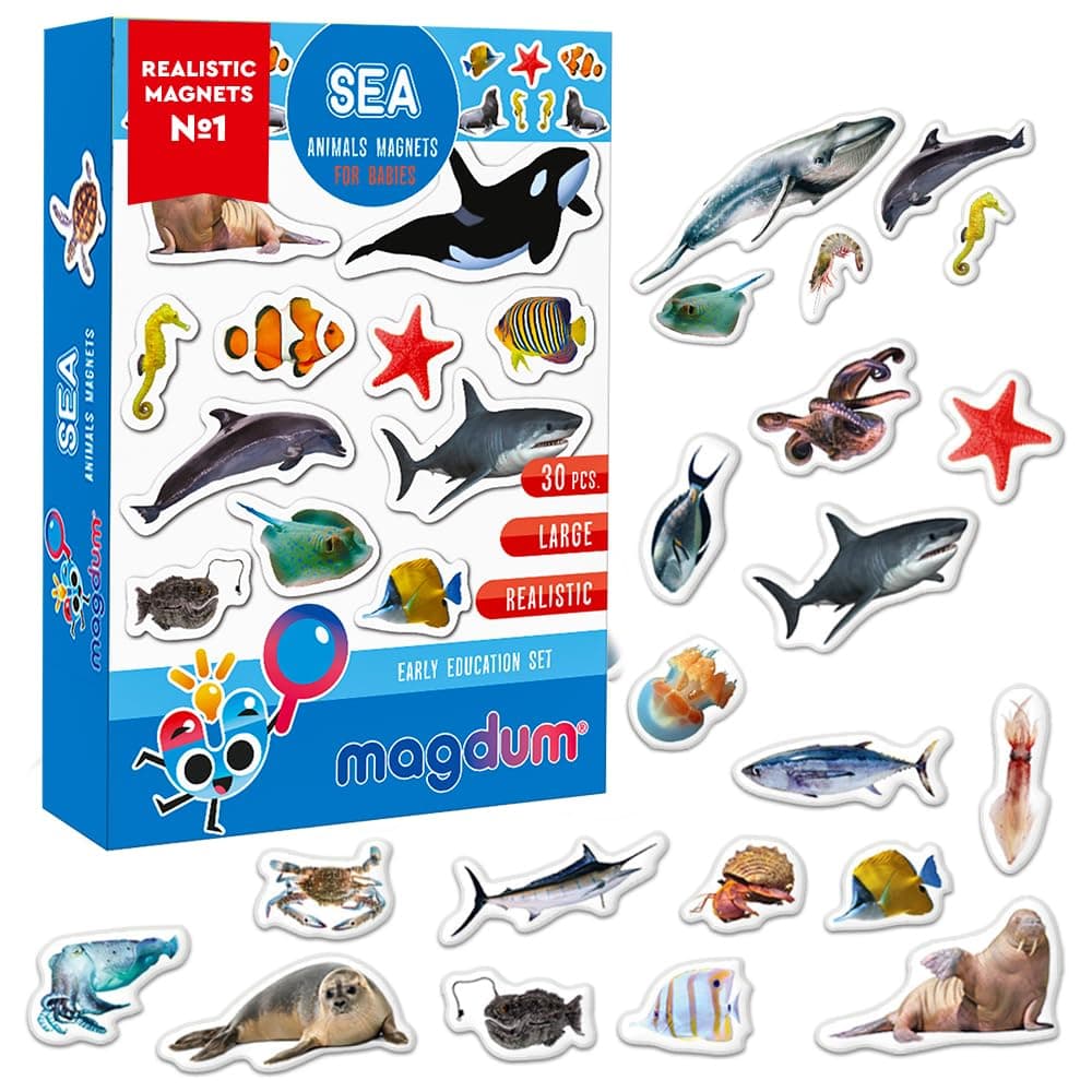 30 Magnets for Toddlers - Sea Realistic Photo Animals