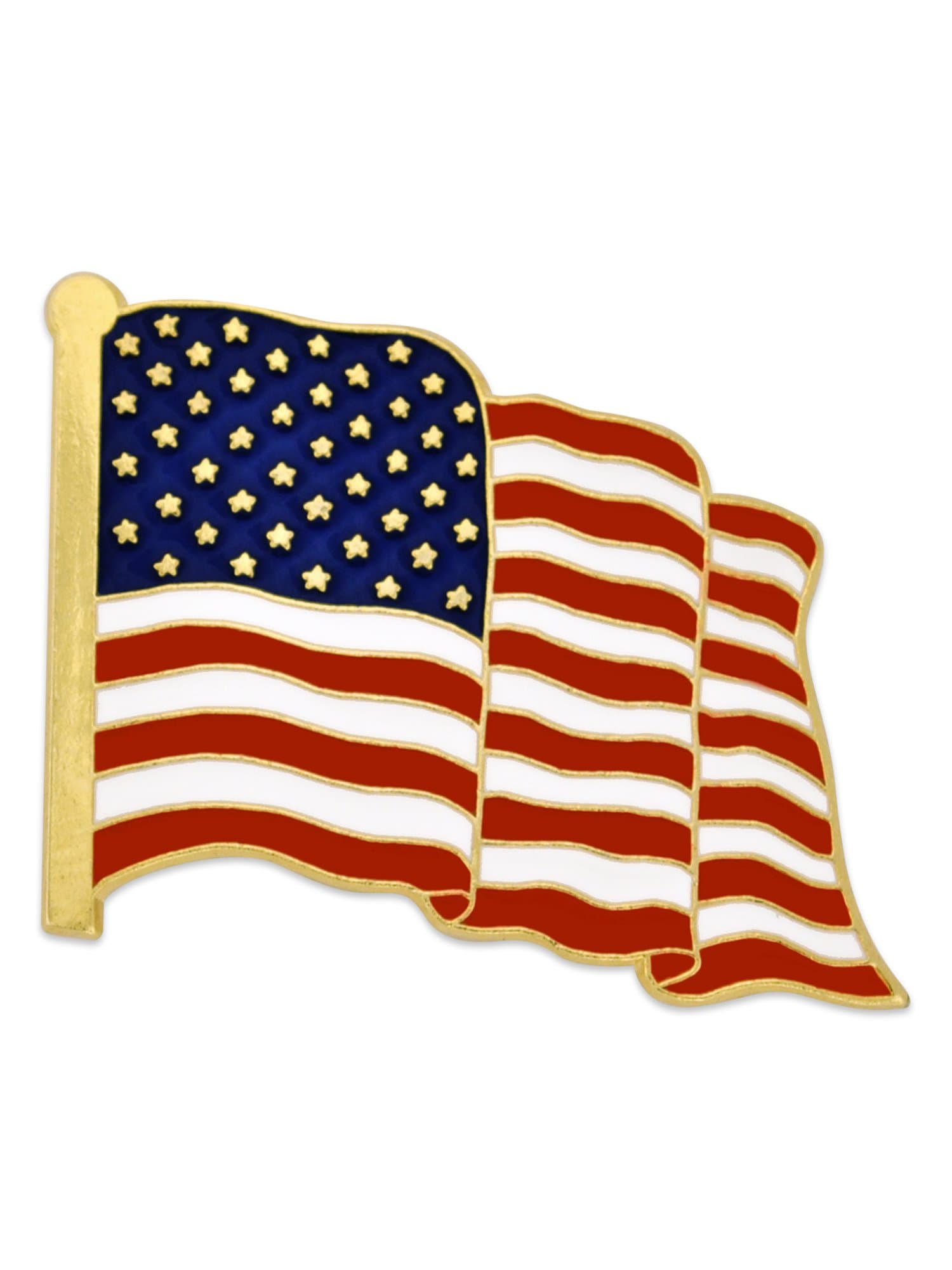 PinMart American Flag Lapel Pin Made in the USA - Gold or Nickel Plated Enamel Pin Patriotic Rectangular or Waving United States Country Pin for Coats, Suit Jackets and Lanyards