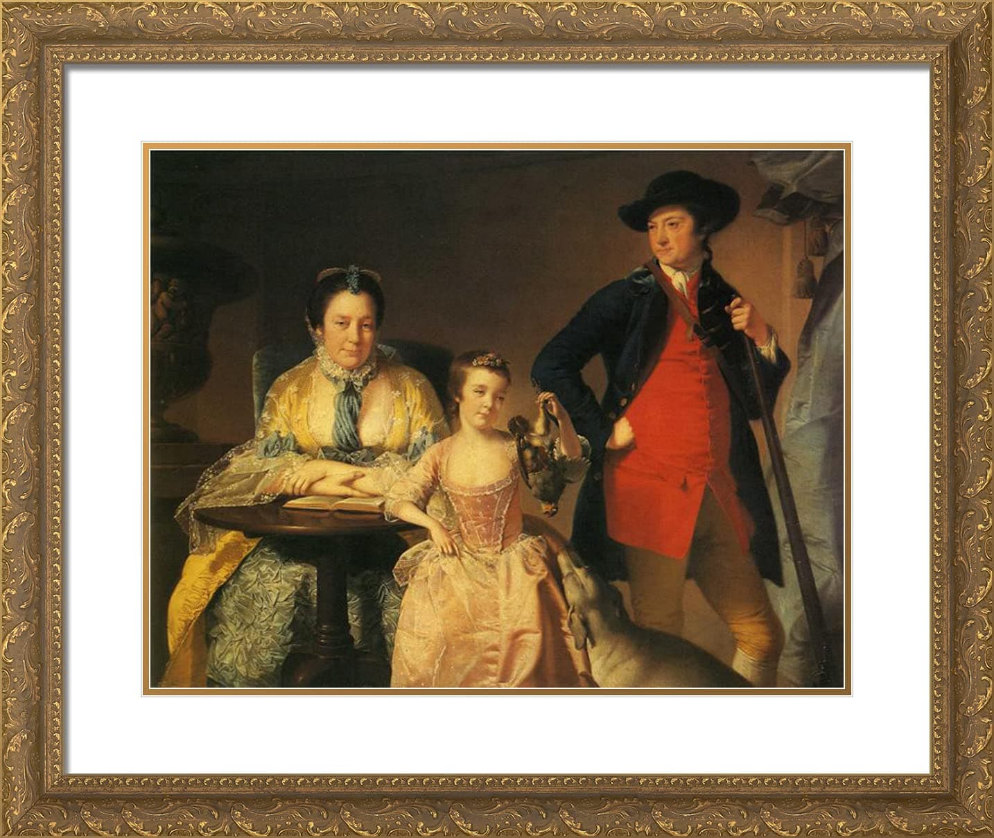 ArtDirect Wright, Joseph 24x20 Gold Ornate Framed Art Print with Double Matting Titled: James and Mary Shuttleworth With One of Their Daughters