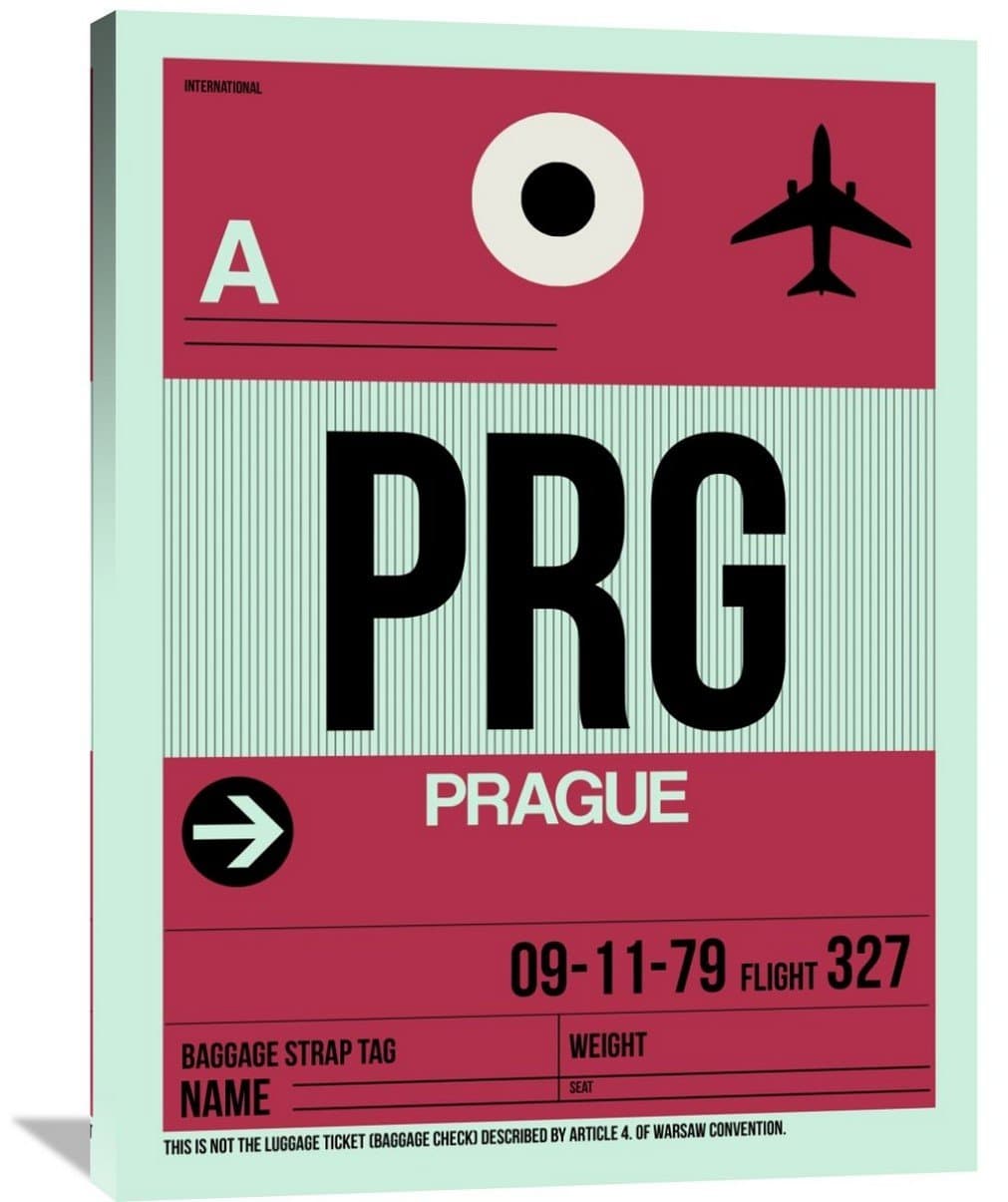 Naxart Studio "PRG Prague Luggage Tag 2" Giclee on Canvas, 30" by 1.5" by 40"