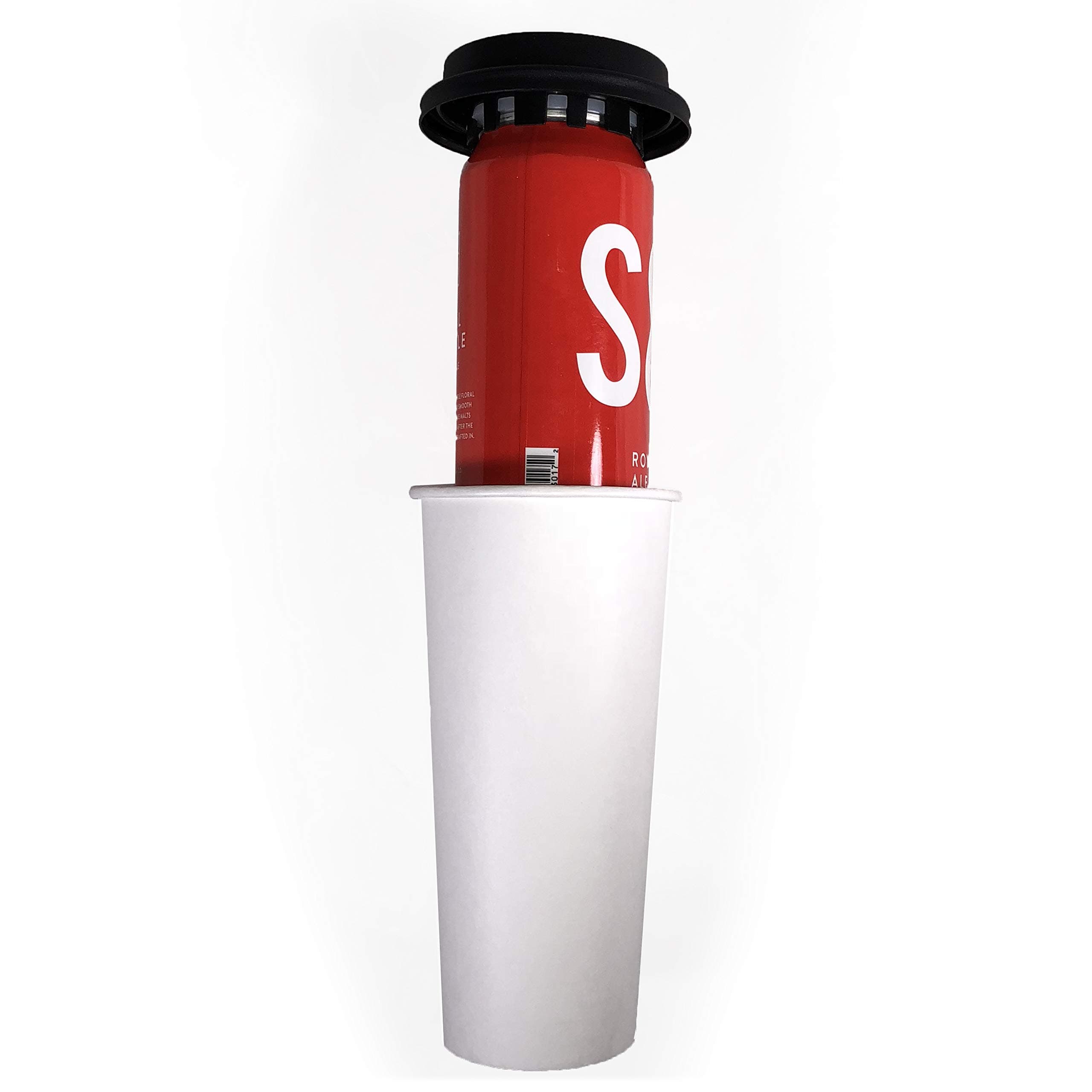 Lid - The Ultimate Stealth Cooler Snaps On Top Of Cans, Suspends in Cup, Insulates and Hides Keeping Drinks Cold and Discrete (Black)